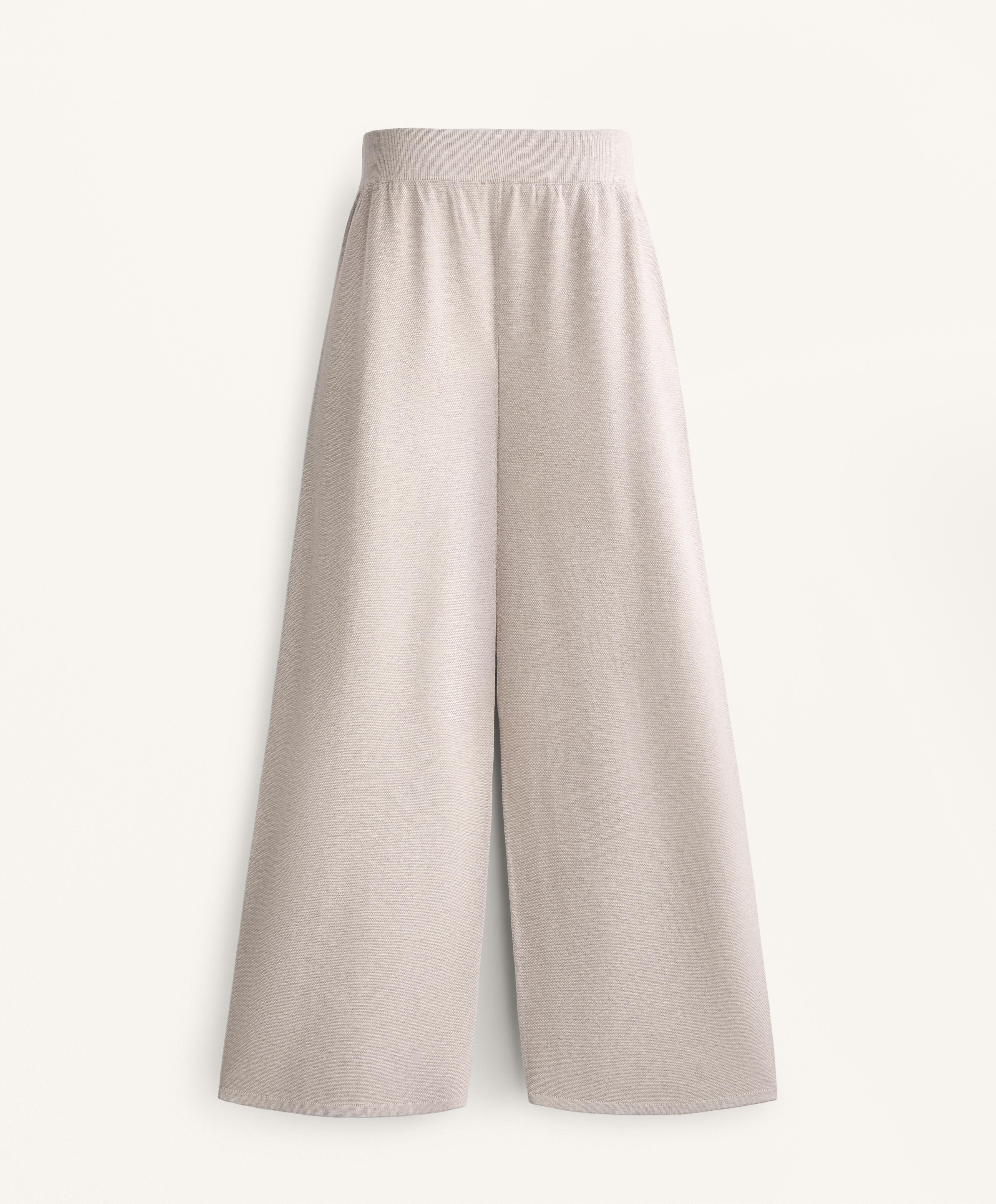 WIDE STRAIGHT LEG PIQUE KNIT TROUSERS