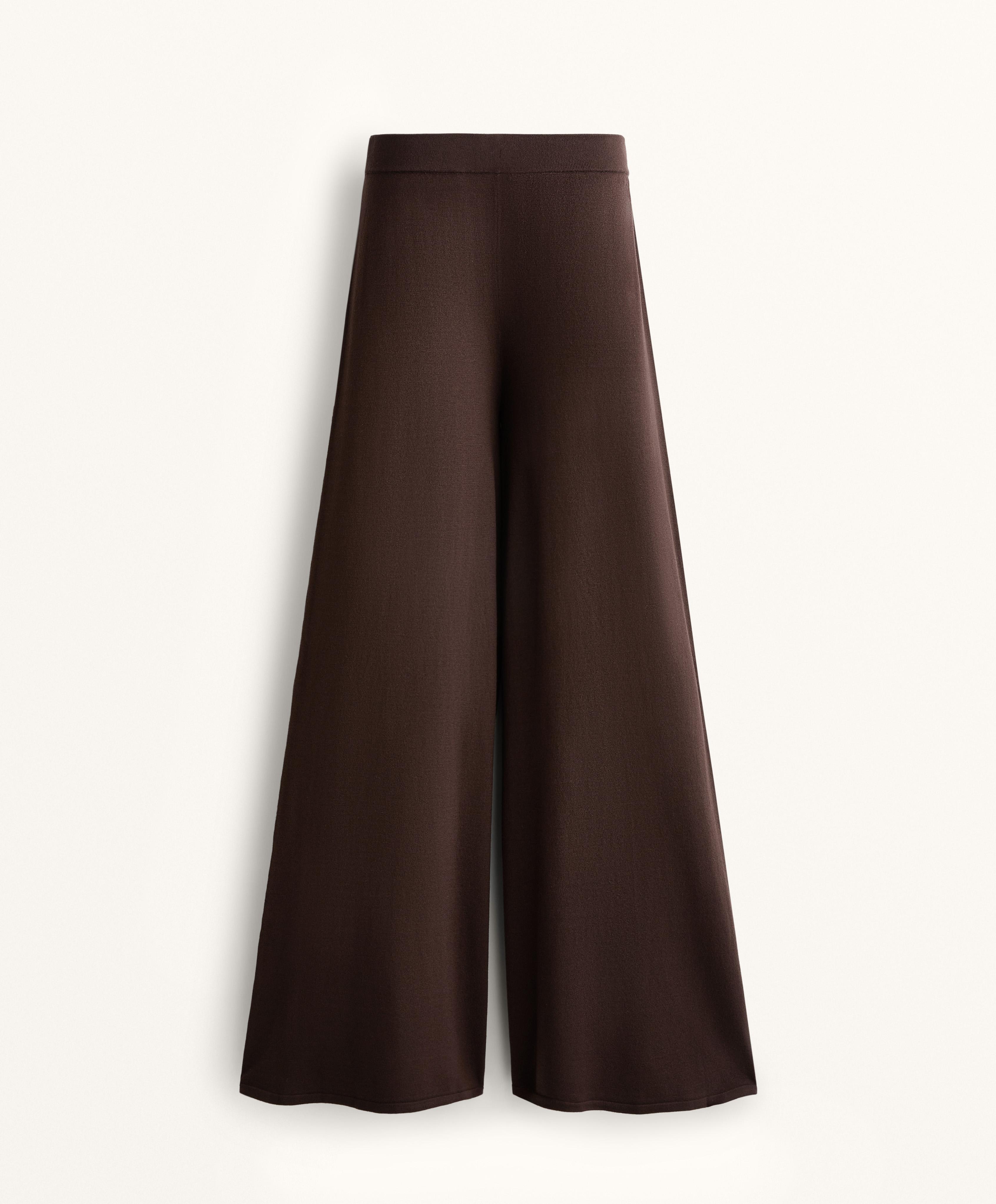 WIDE LEG STRAIGHT KNIT TROUSERS