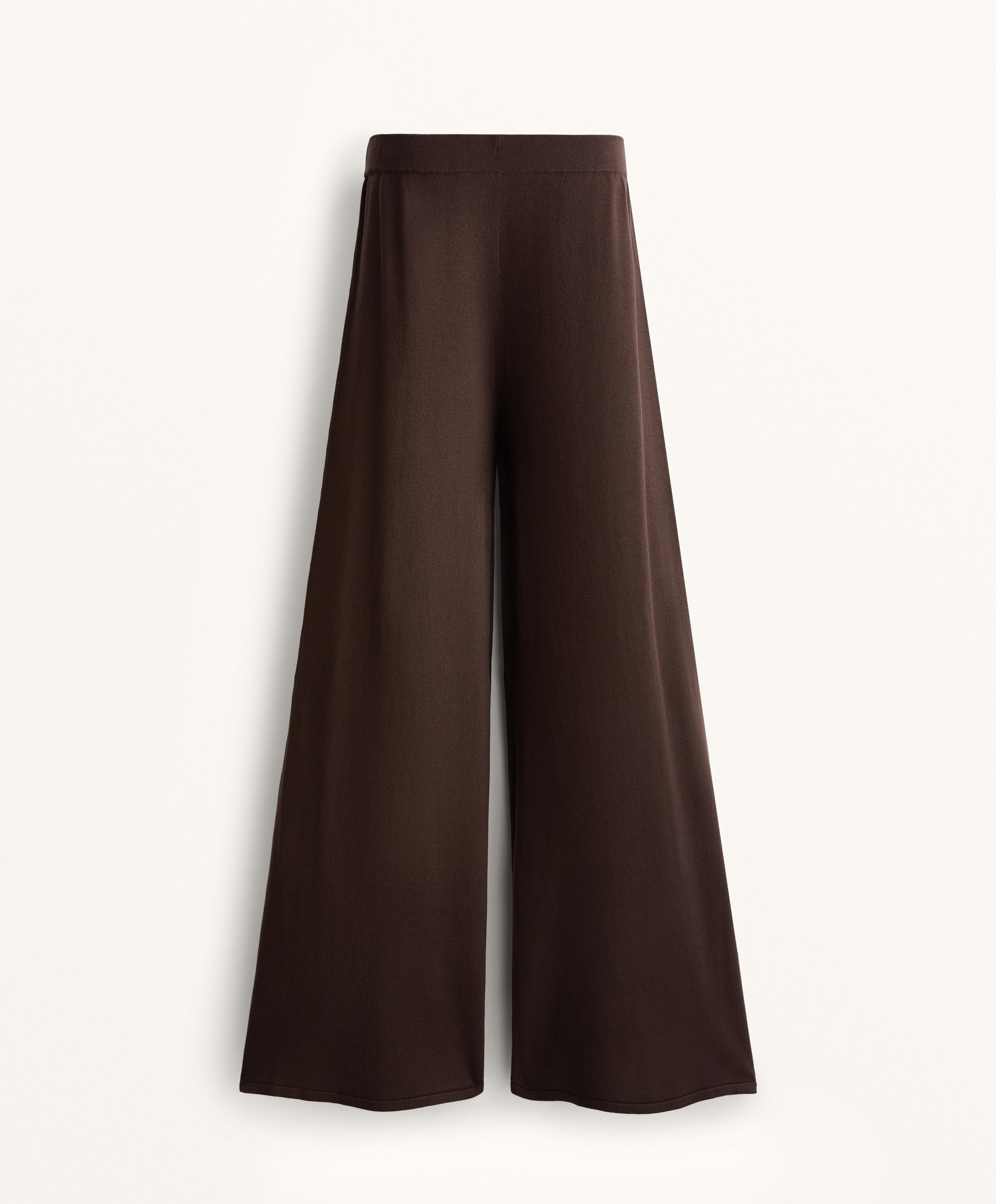WIDE LEG STRAIGHT KNIT TROUSERS