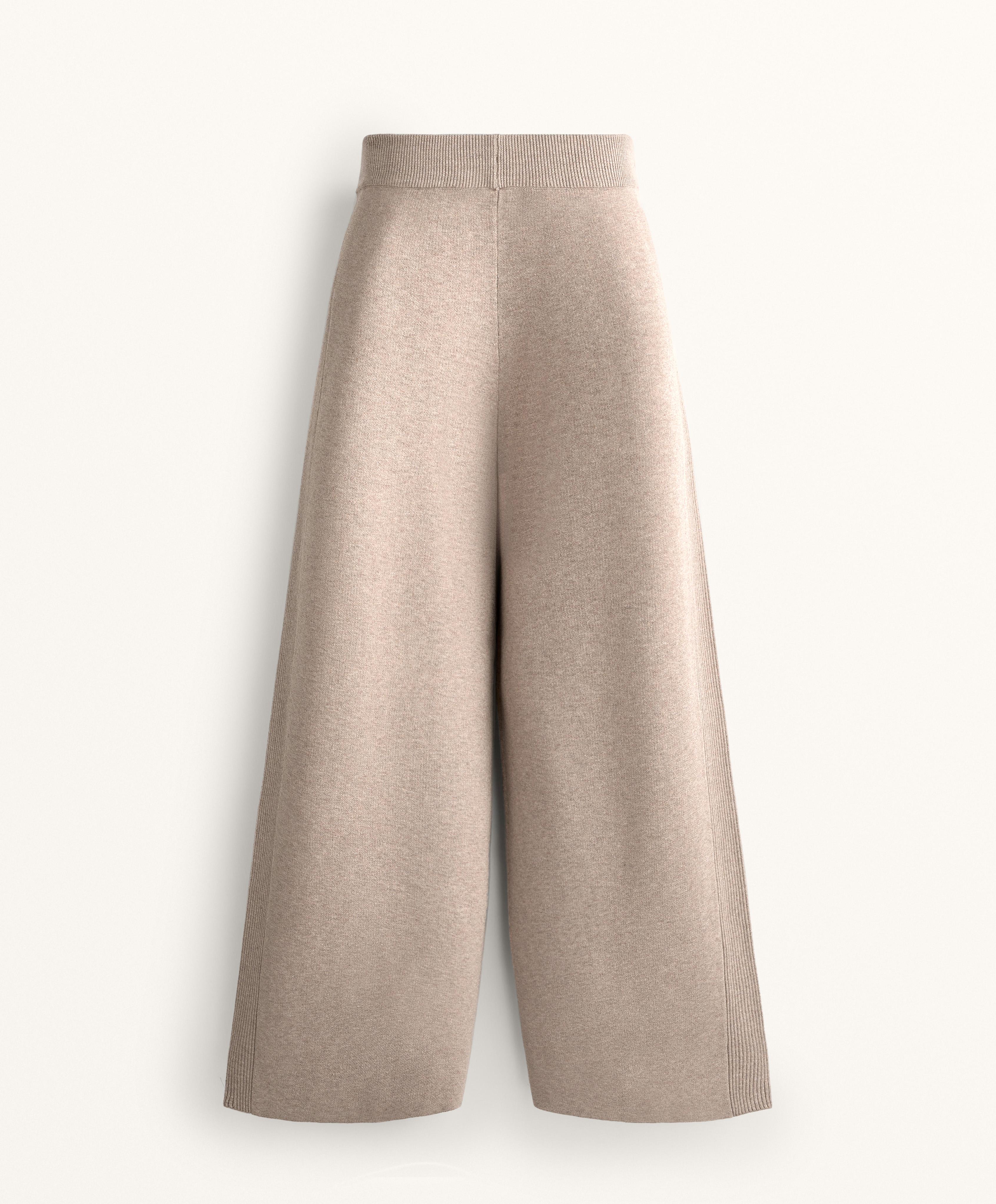WIDE LEG KNIT TROUSERS WITH SIDE RIB