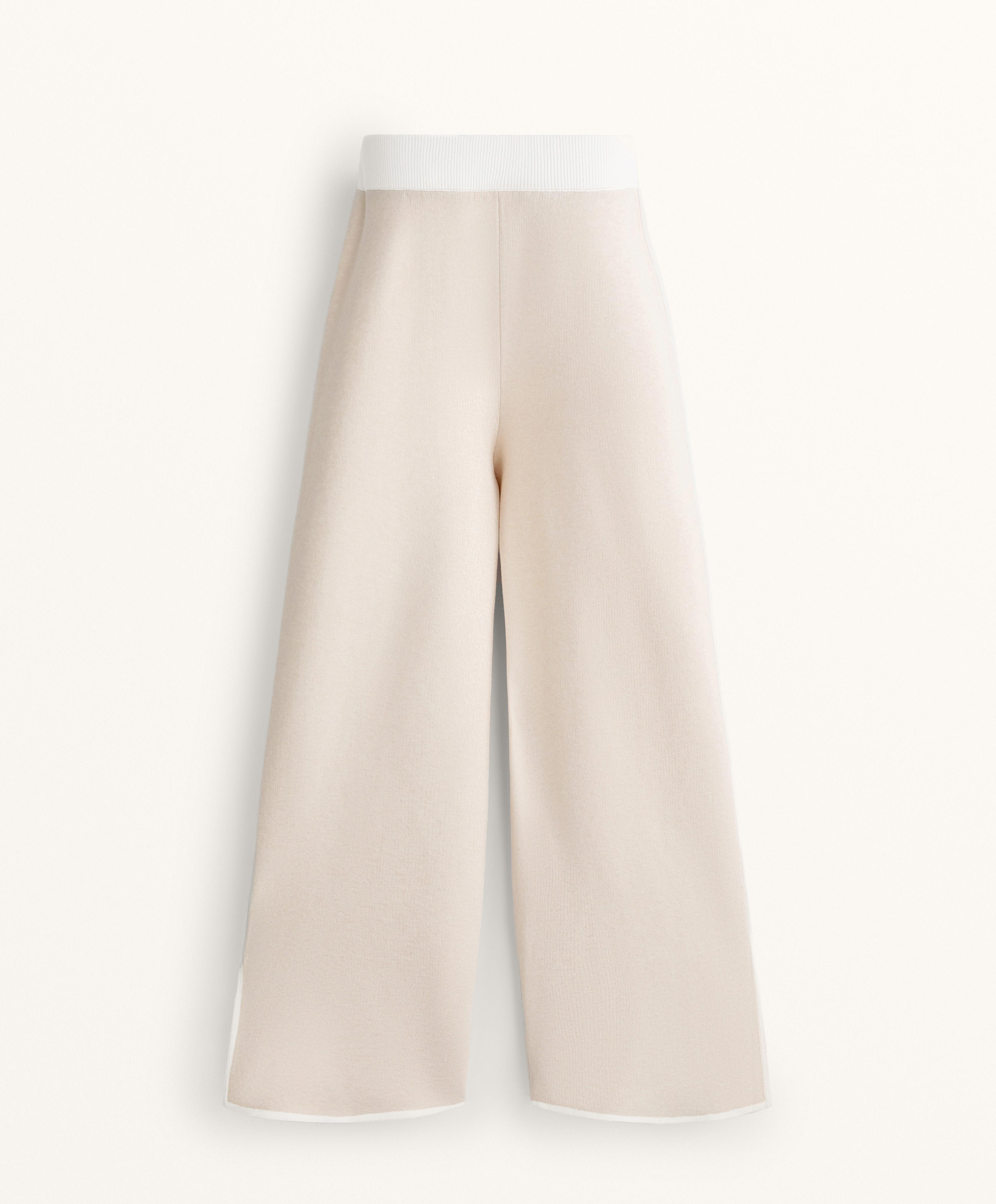 CONTRAST PIPING STRAIGHT LEG KNIT TROUSERS