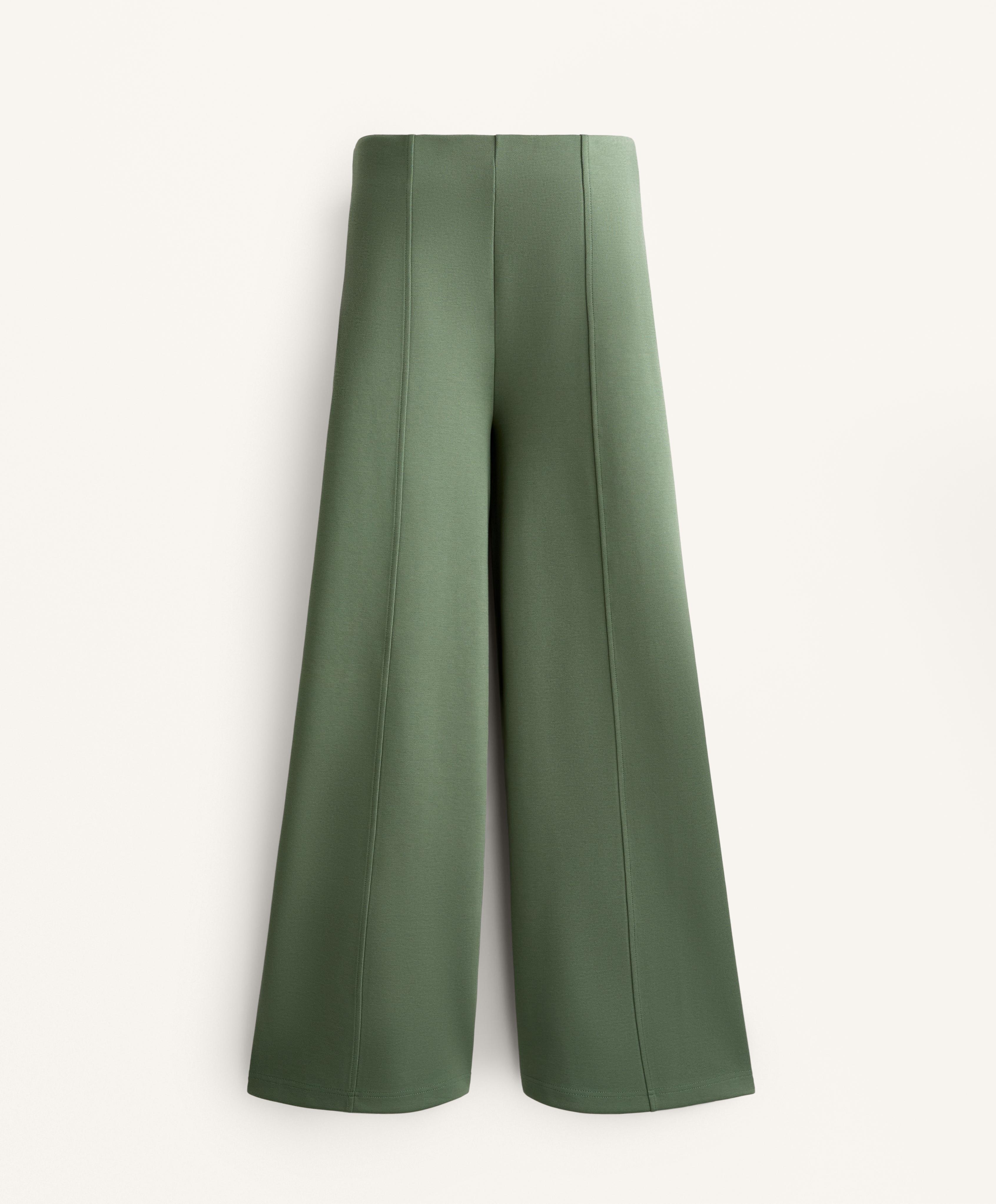 SUPER HIGH RISE PIQUE LONG TROUSERS WITH COTTON