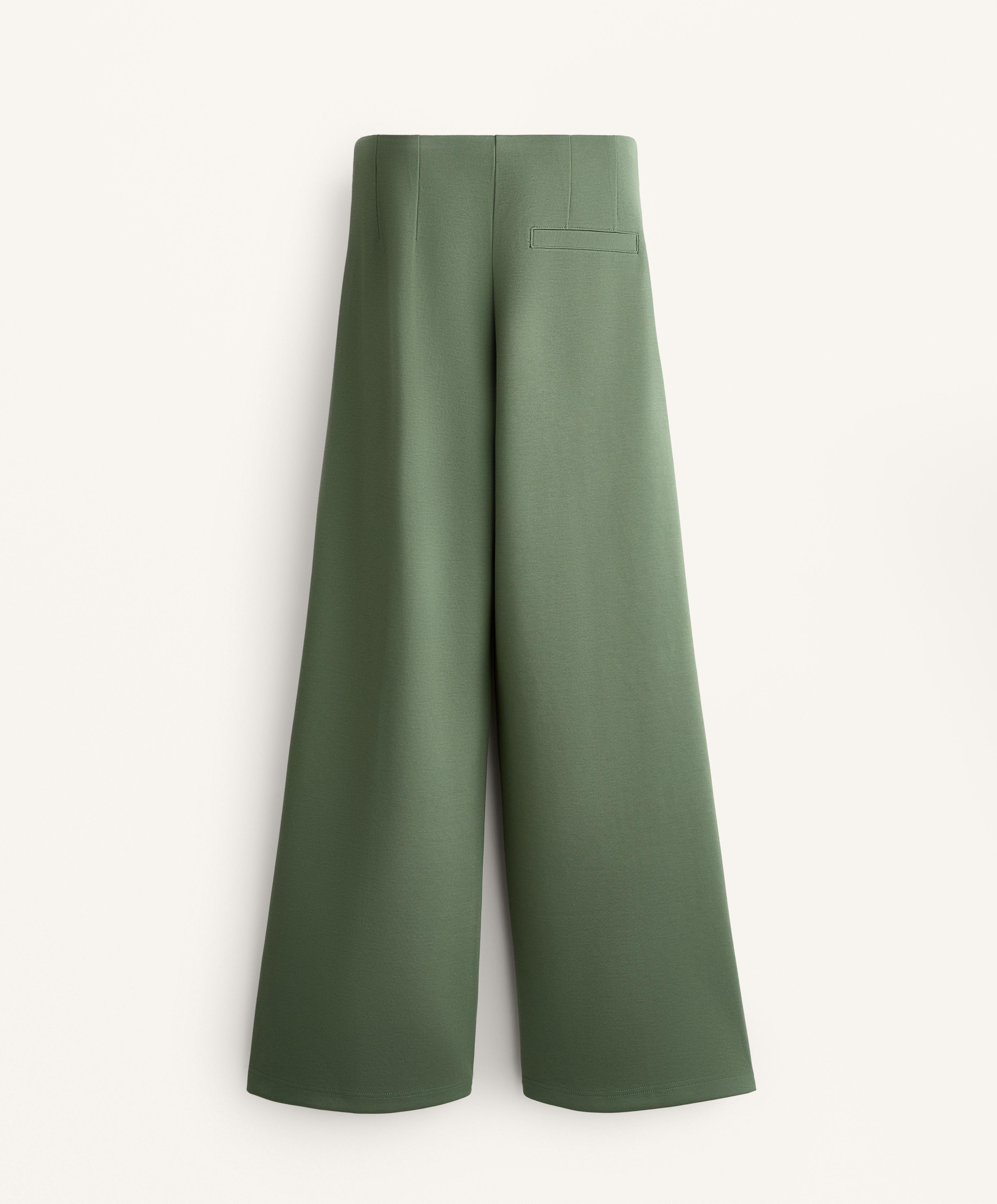 SUPER HIGH RISE PIQUE LONG TROUSERS WITH COTTON