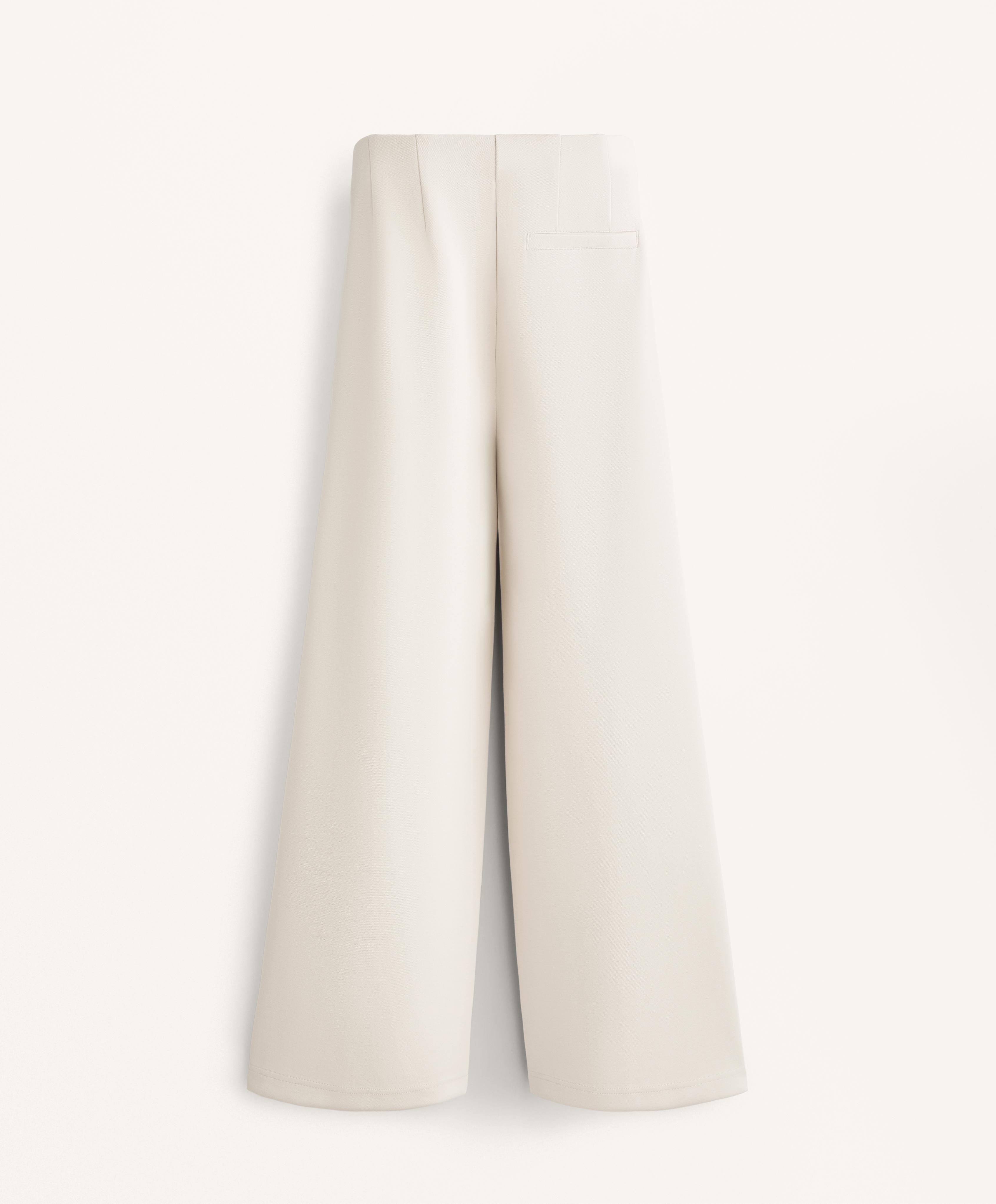 SUPER HIGH RISE PIQUE LONG TROUSERS WITH COTTON