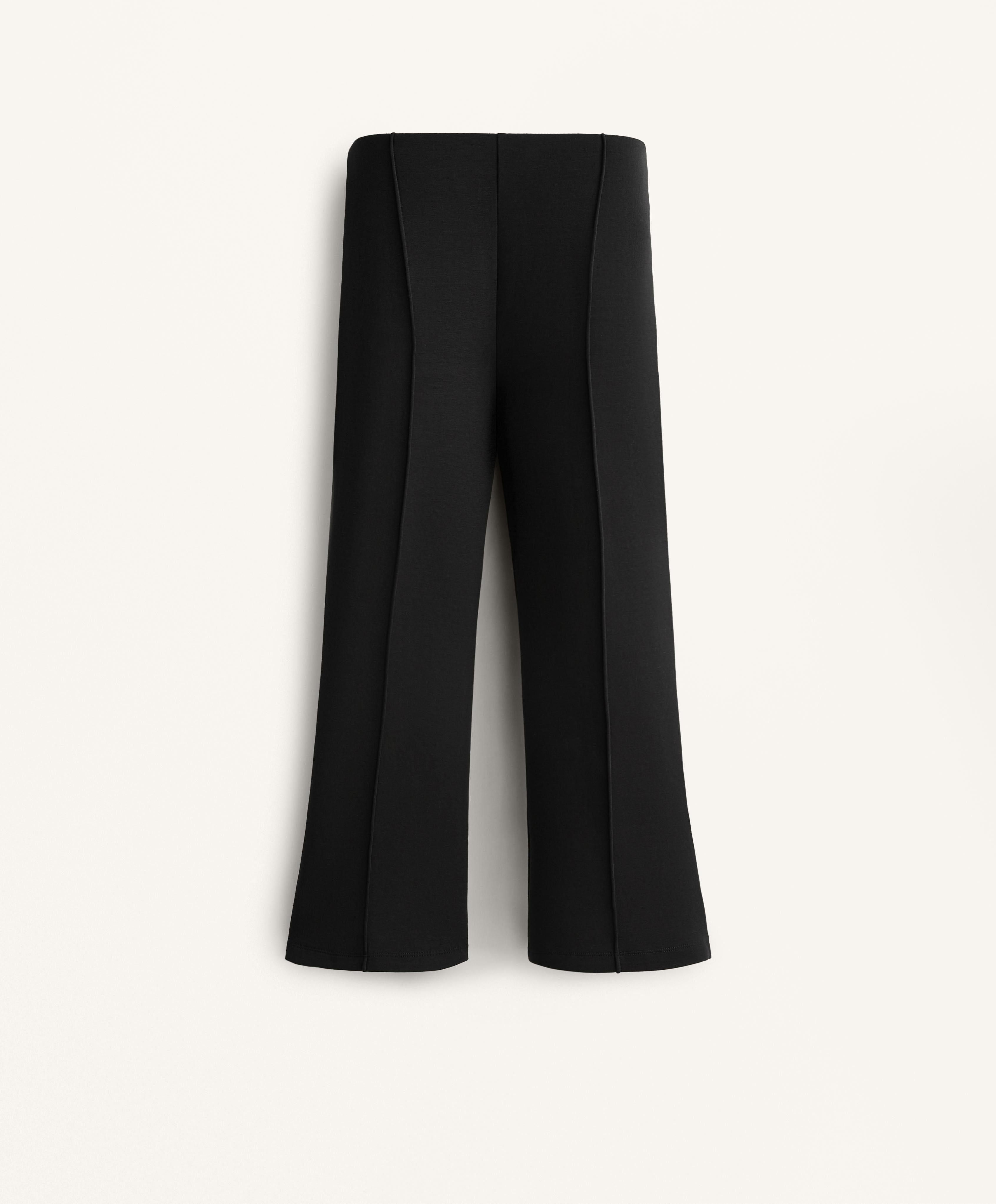 COTTON BLEND SEAM DETAIL FLARE CAPRI TROUSERS