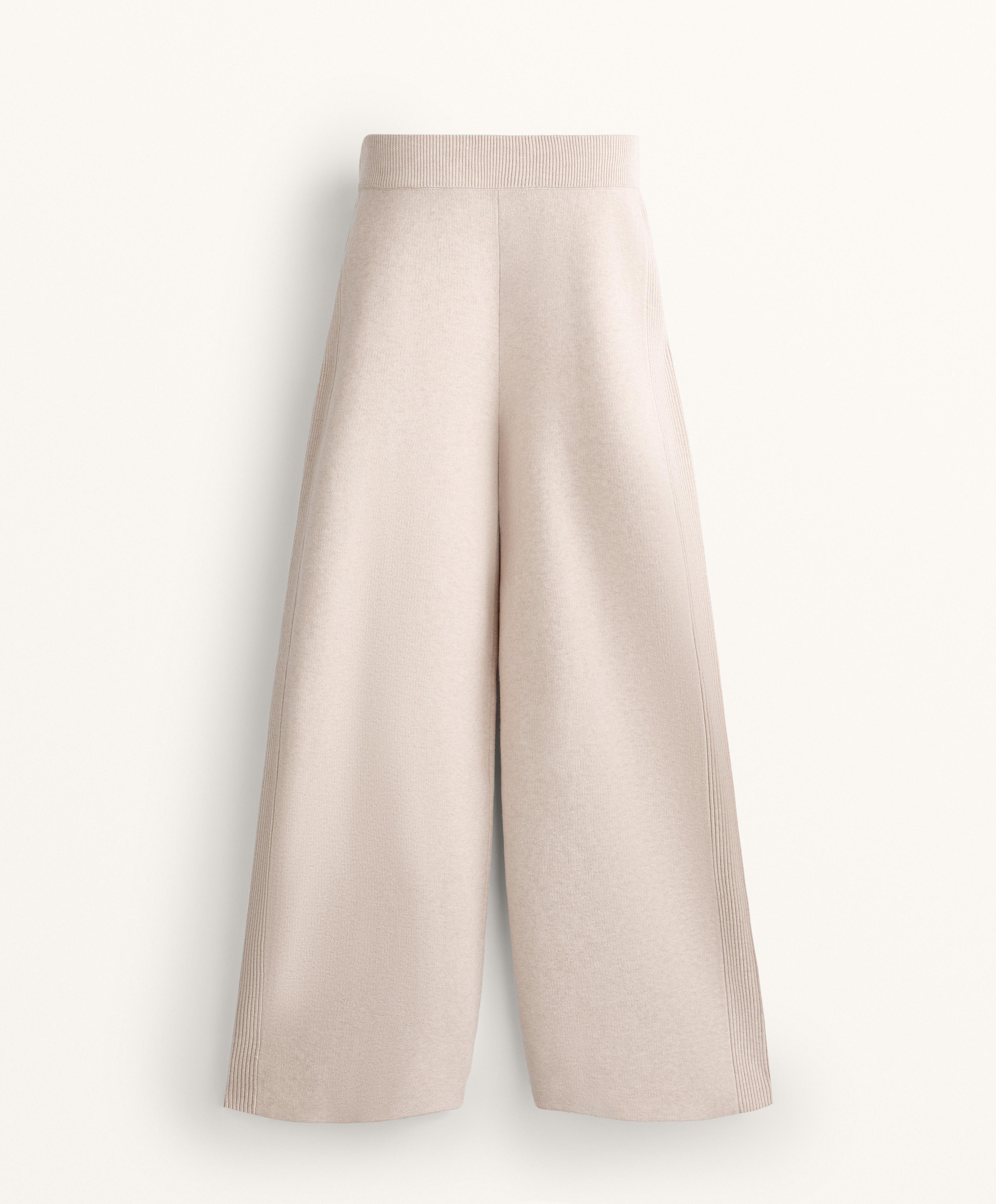 STRAIGHT LEG KNIT TROUSERS WITH SIDE RIB