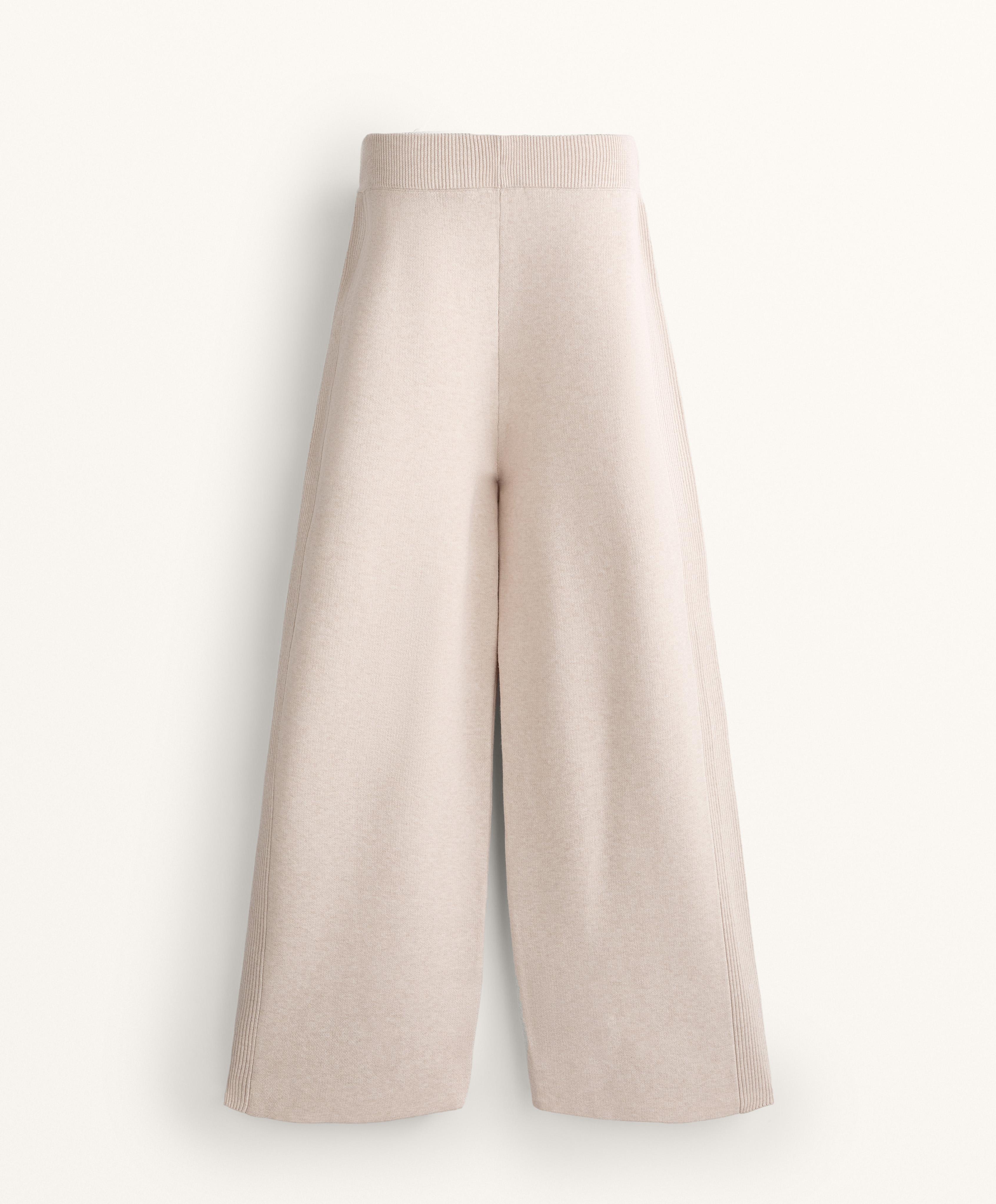 STRAIGHT LEG KNIT TROUSERS WITH SIDE RIB