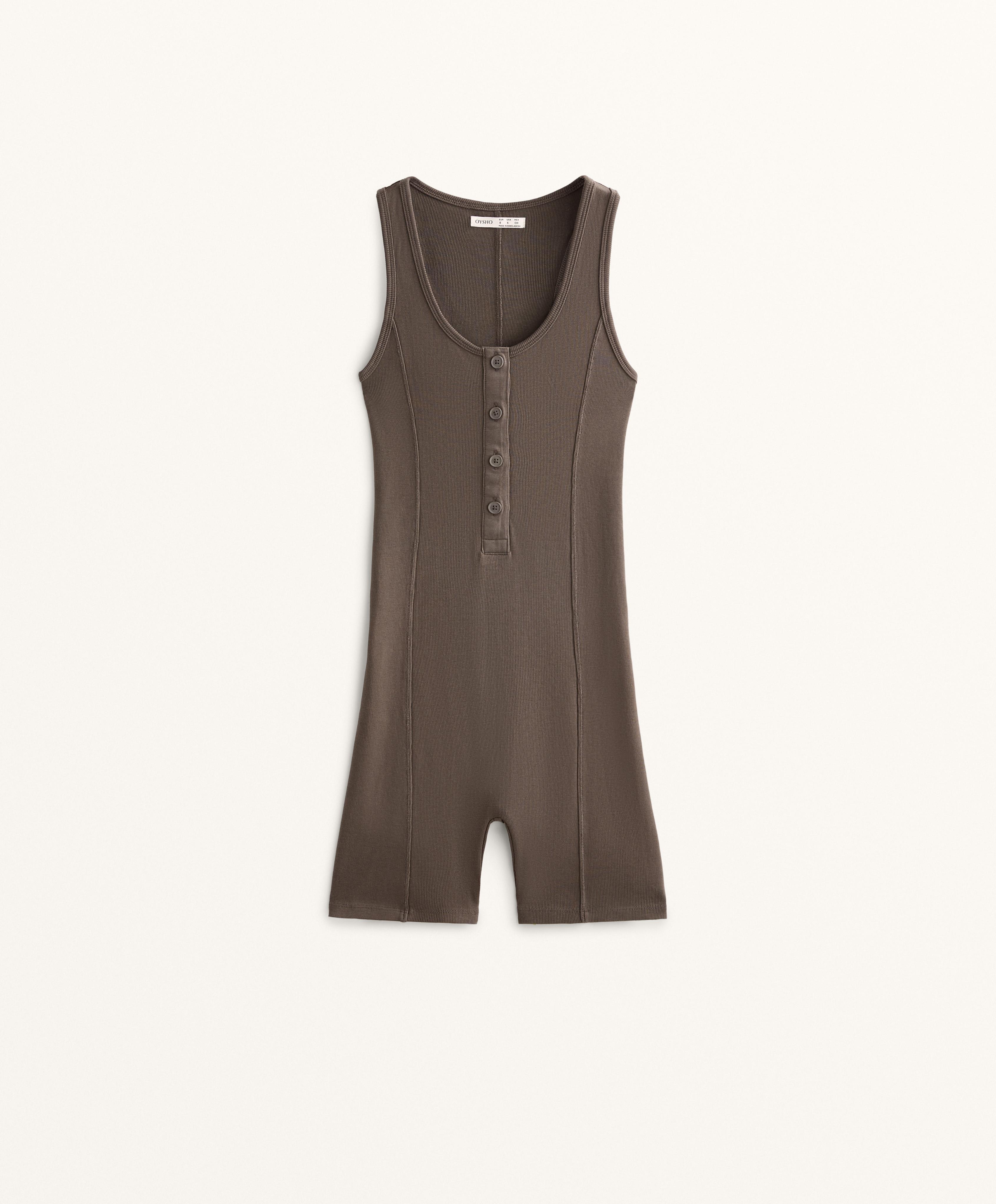 COTTON BLEND HEAVY RIB SHORT PLAYSUIT