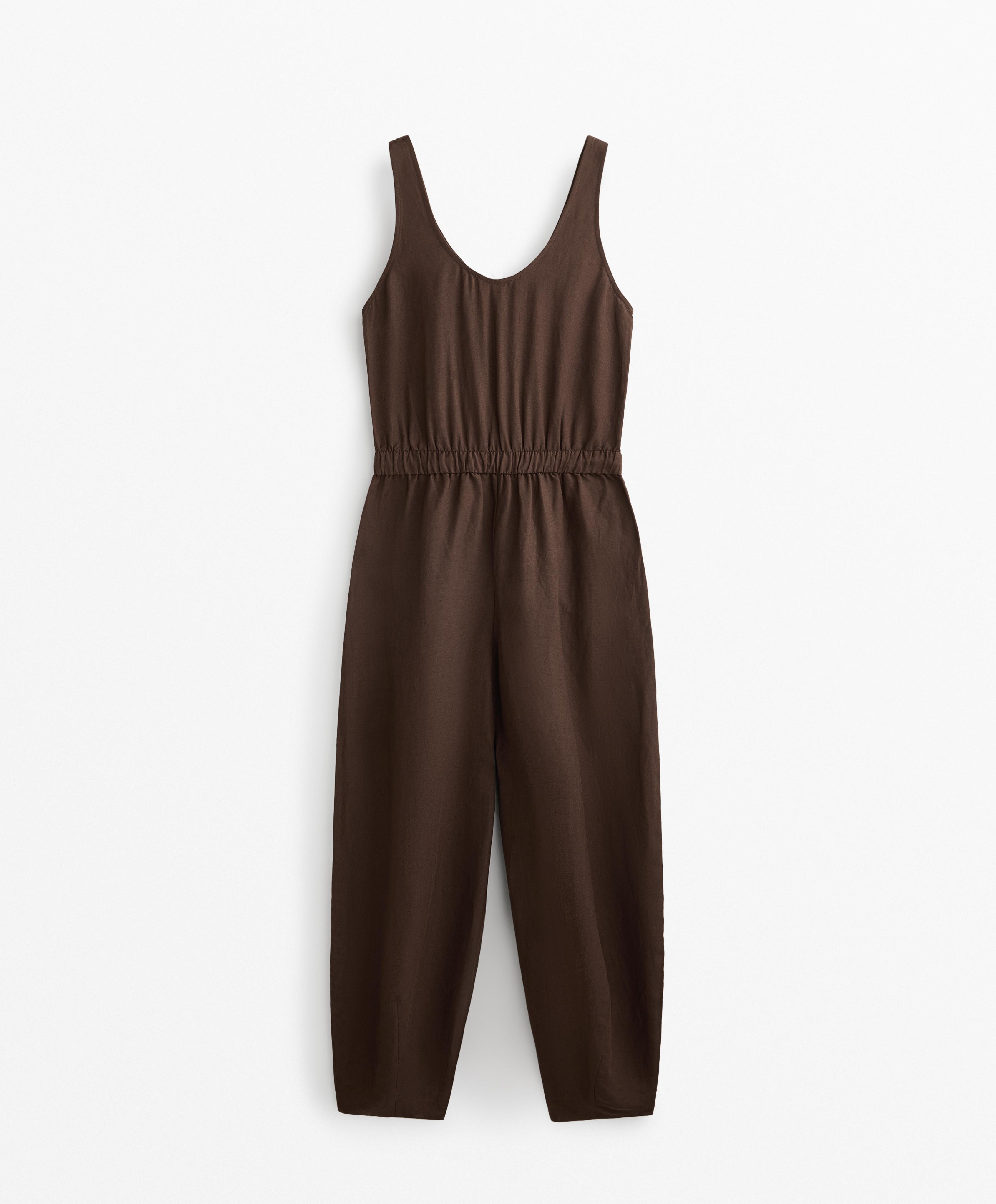 LINEN BLEND BALLOON JUMPSUIT