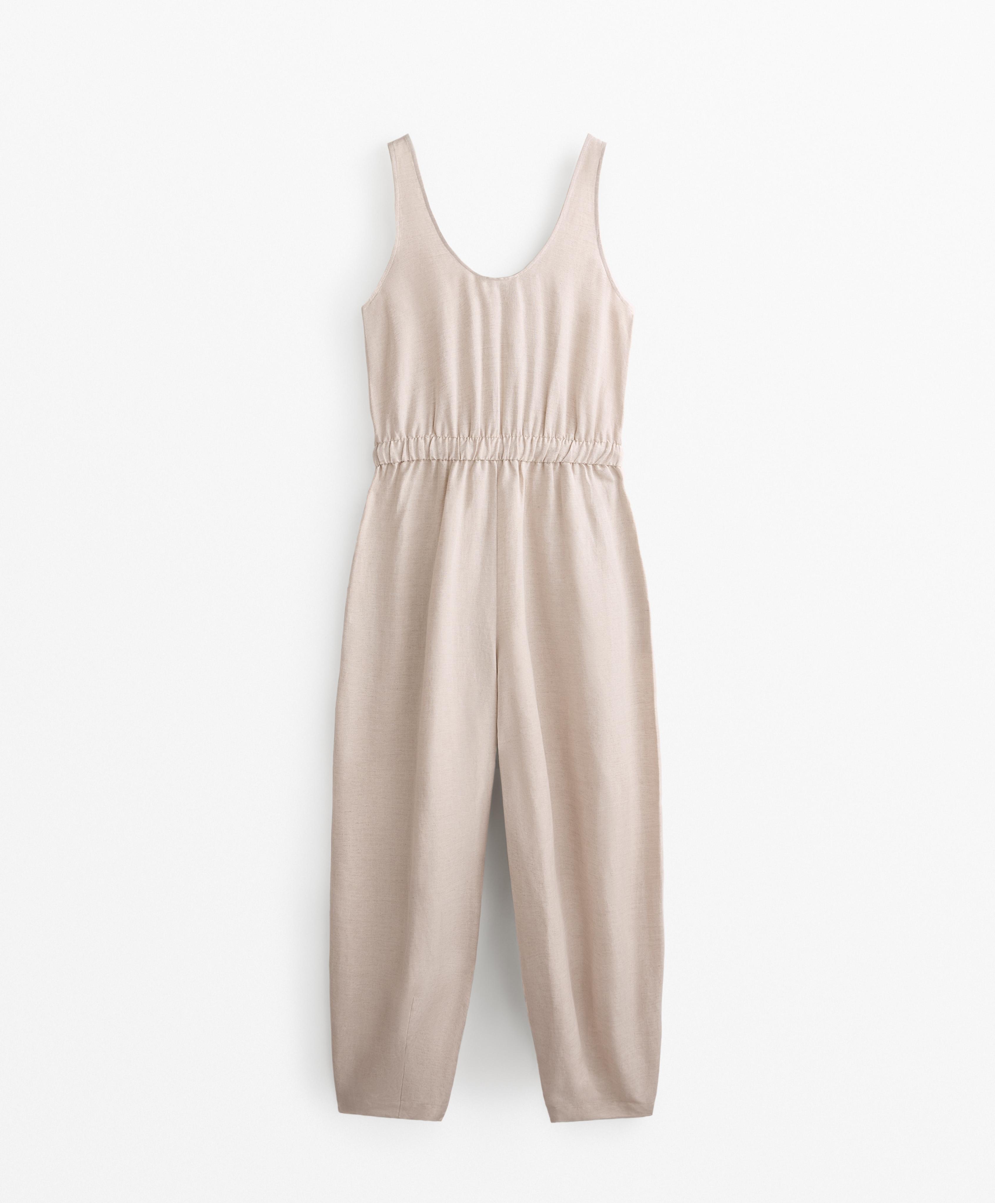 LINEN BLEND BALLOON JUMPSUIT