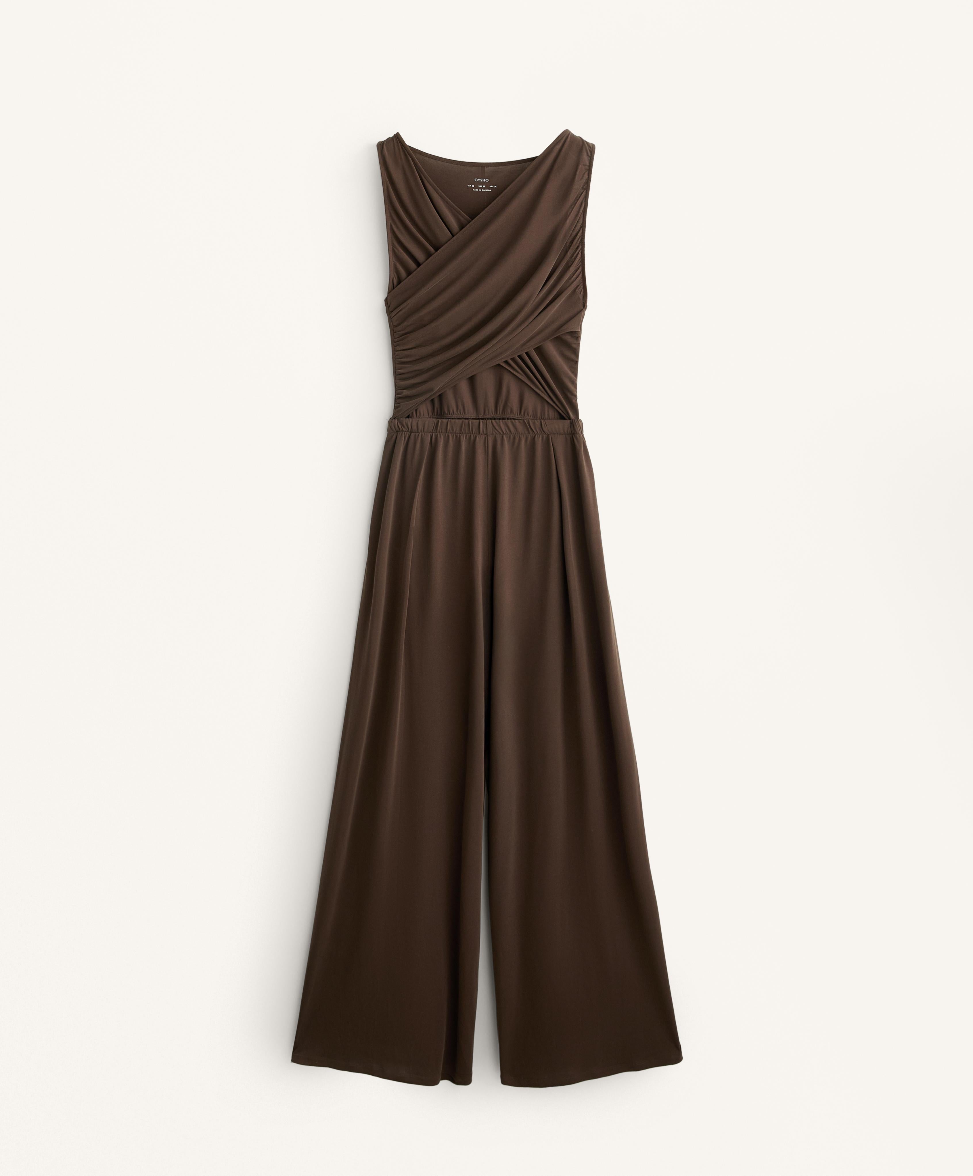 FLOATY CROSSOVER JUMPSUIT WITH MODAL