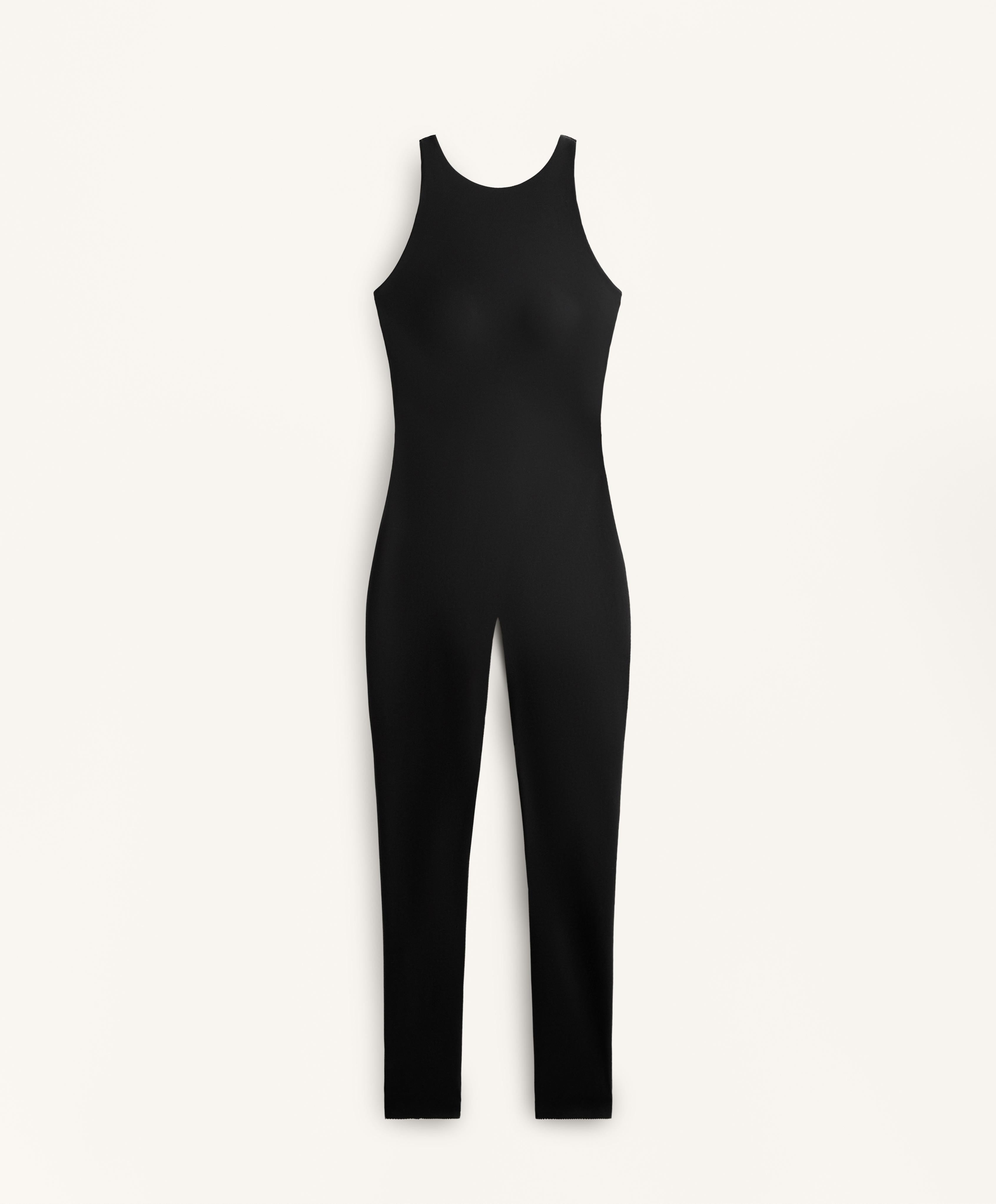 COMPRESSIVE LONG JUMPSUIT WITH BACK STRAPS
