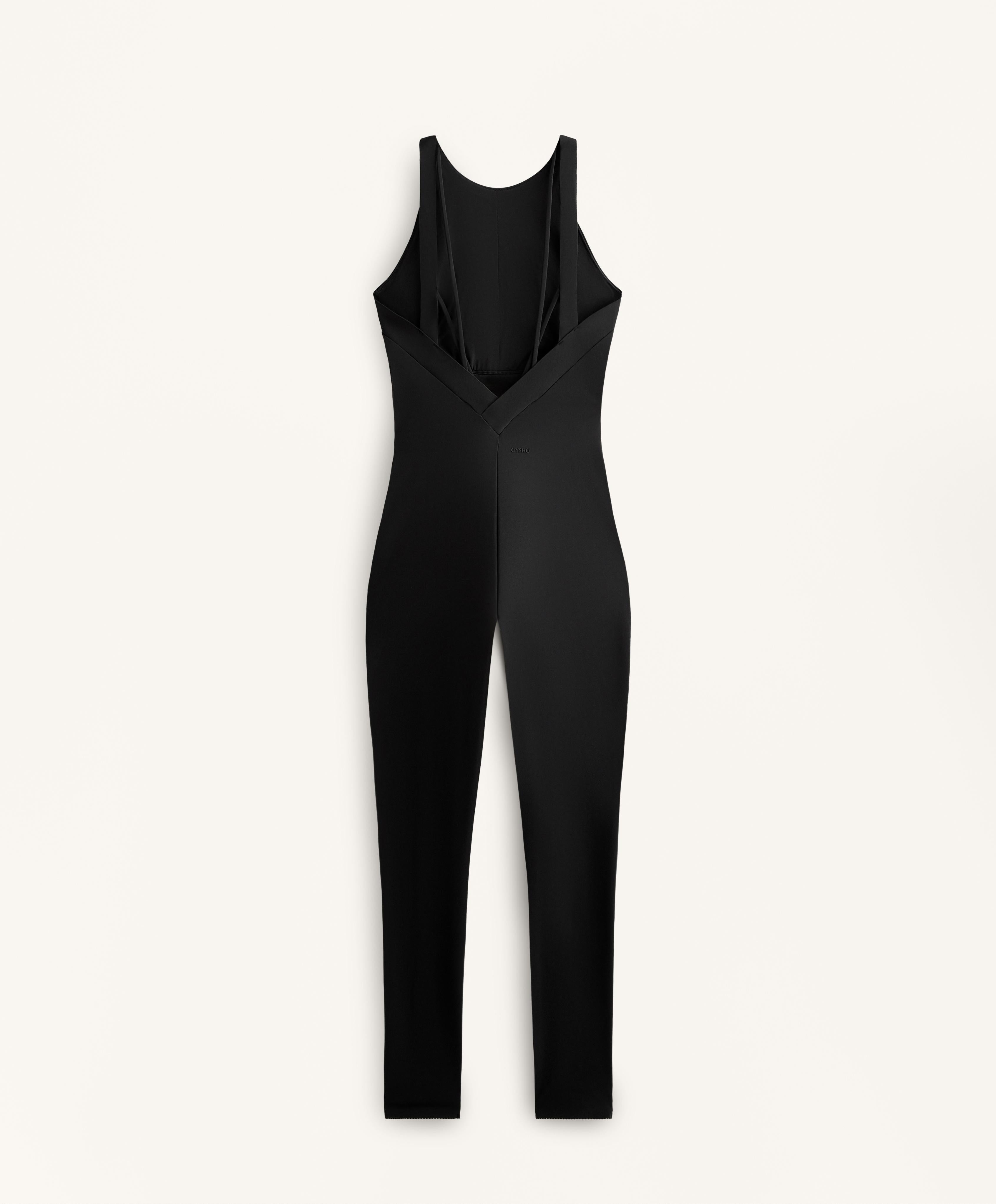 COMPRESSIVE LONG JUMPSUIT WITH BACK STRAPS