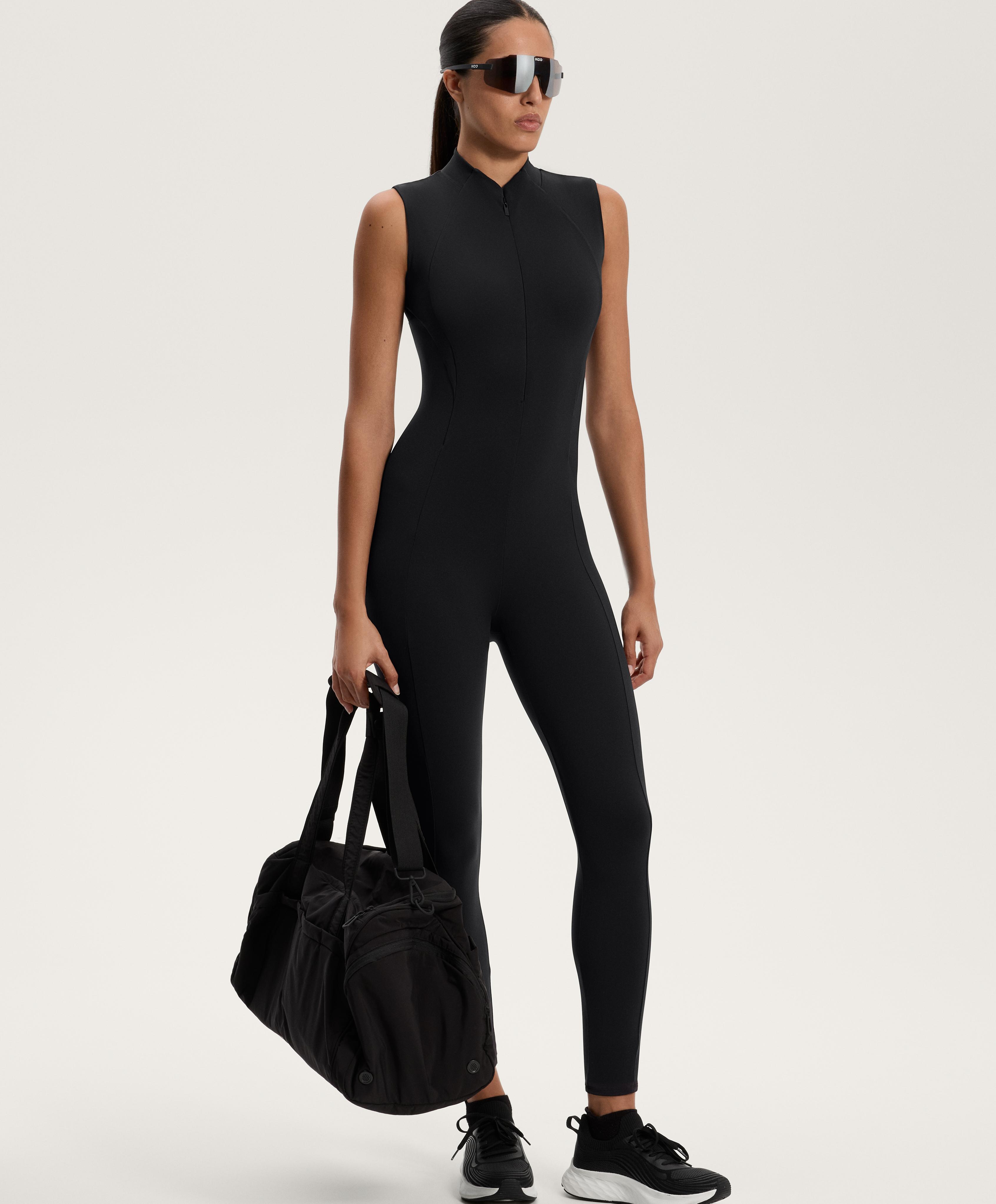 COMPRESSIVE HALF ZIP LONG JUMPSUIT