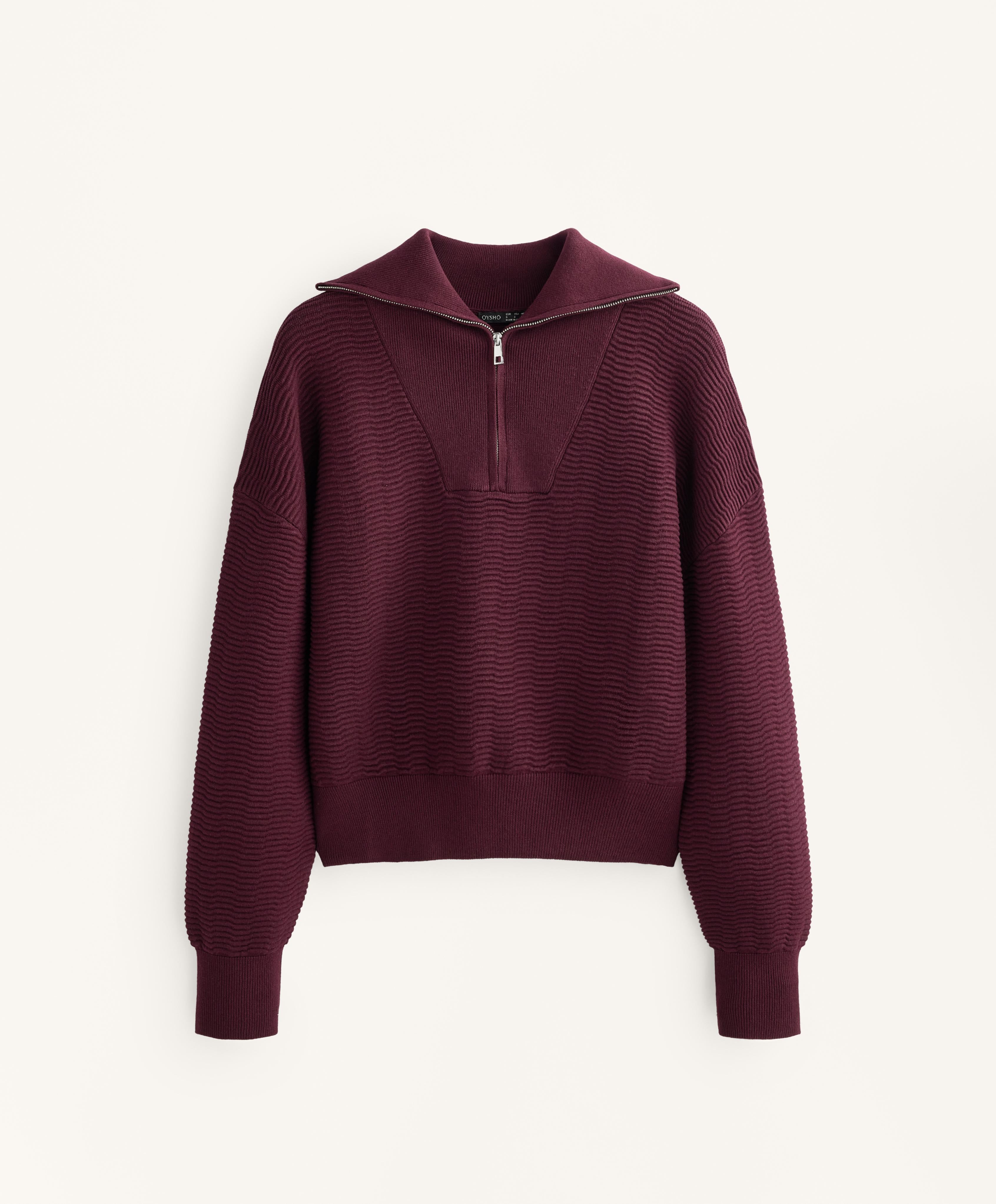 TEXTURED HALF ZIP KNIT JUMPER