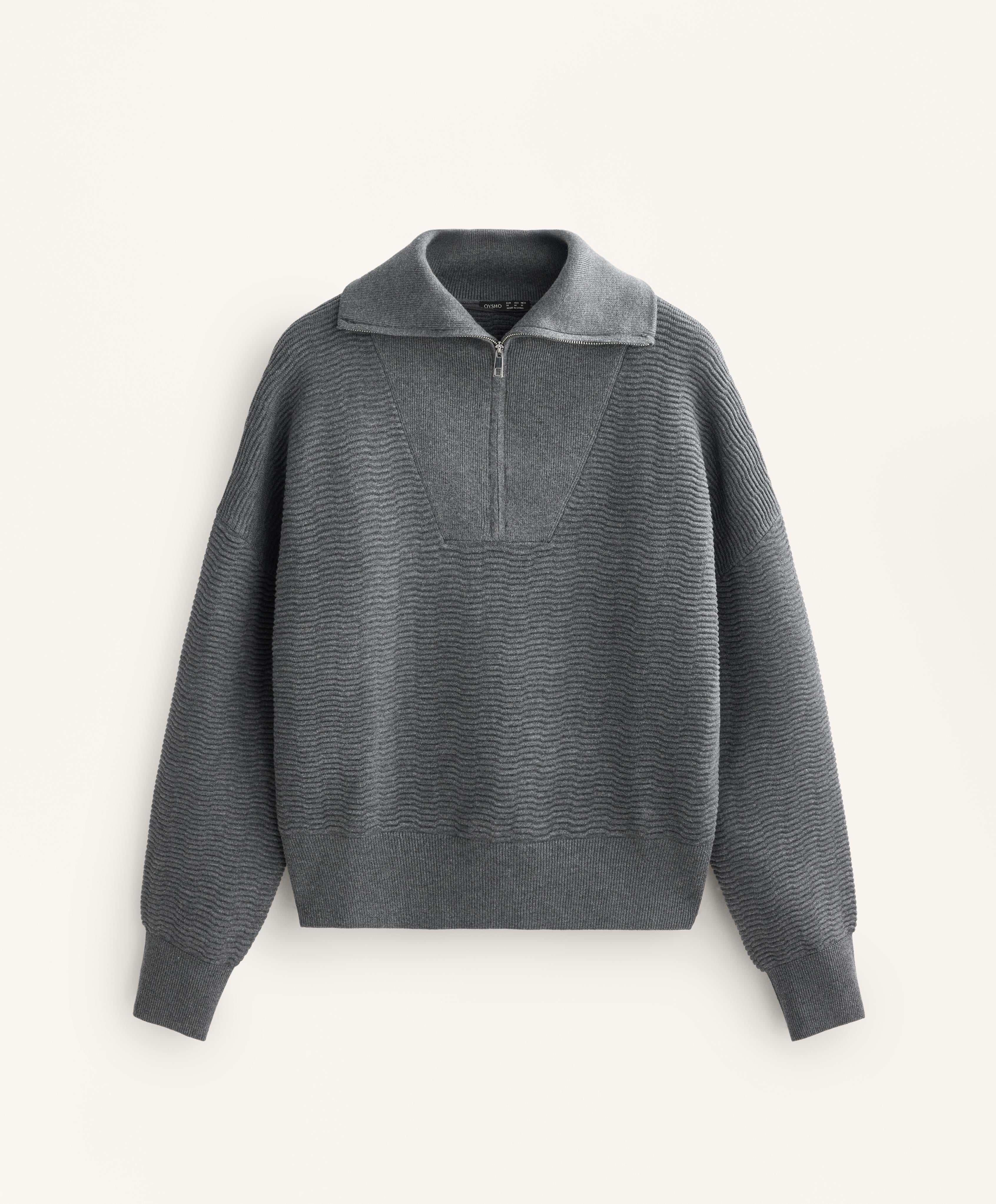 TEXTURED HALF ZIP KNIT JUMPER