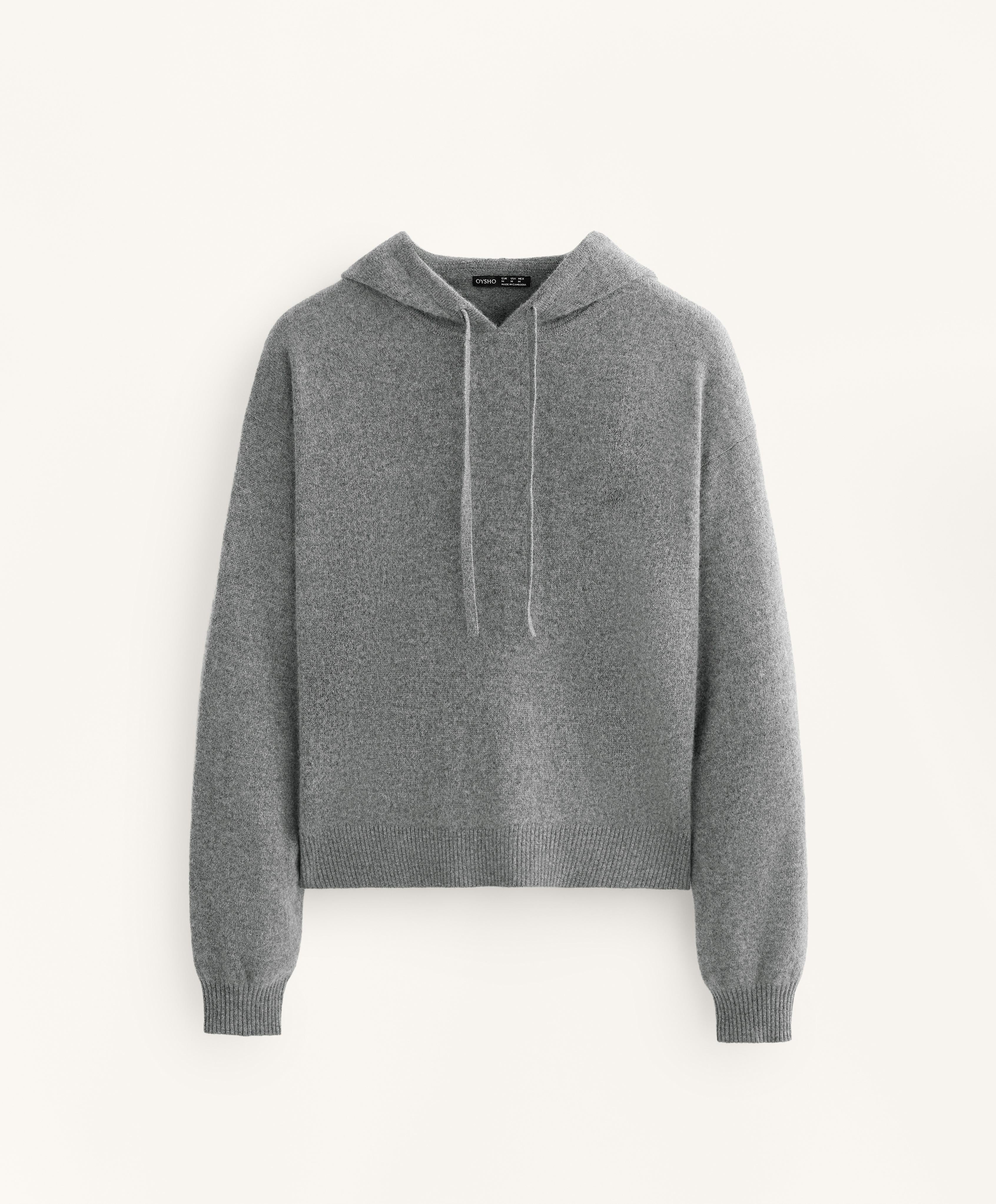 100% CASHMERE KNIT HOODIE SWEATSHIRT
