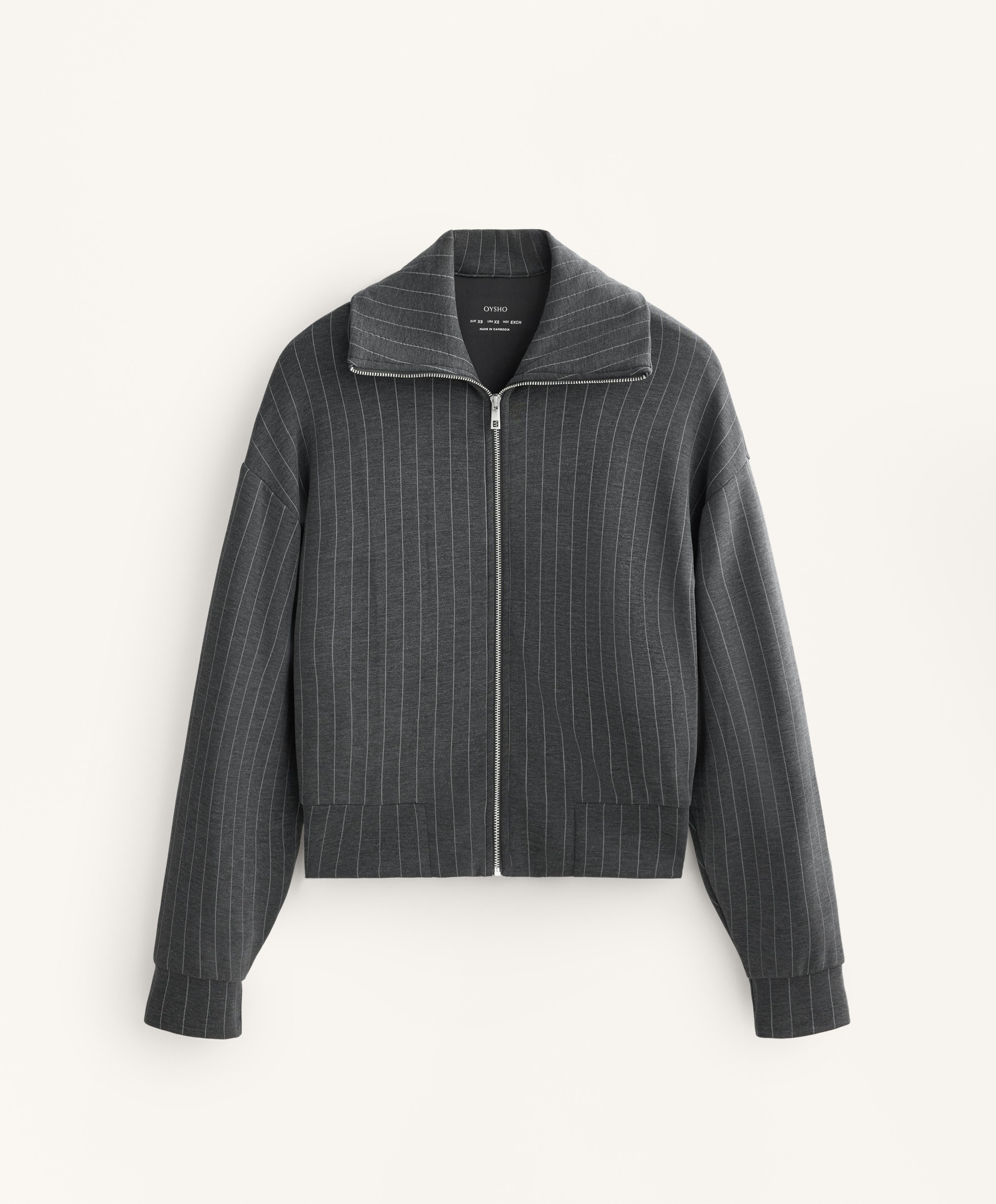 STRIPED BOXY JACKET WITH BACK PLEAT AND SOFT TOUCH MODAL