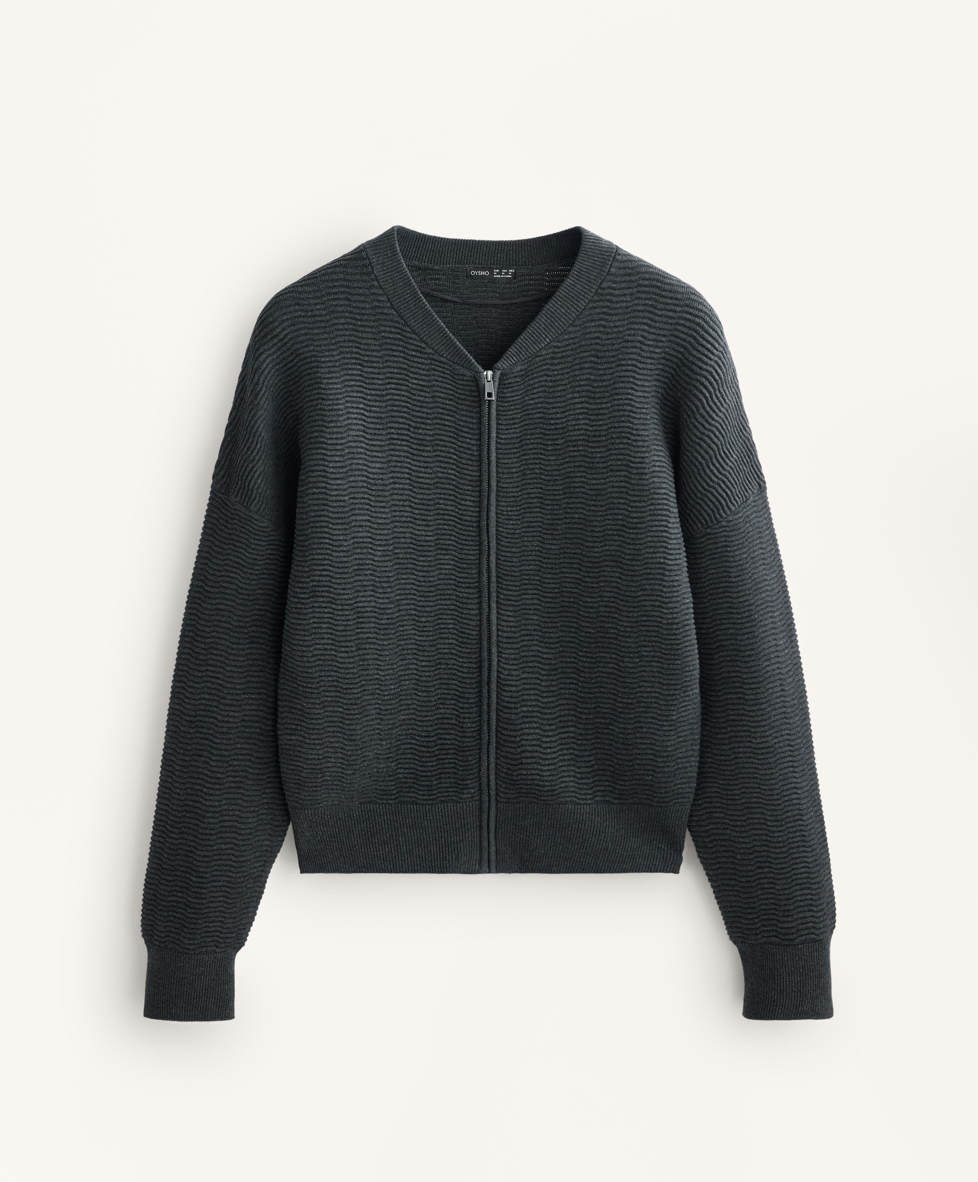 STRUCTURED KNIT ZIP THROUGH JACKET
