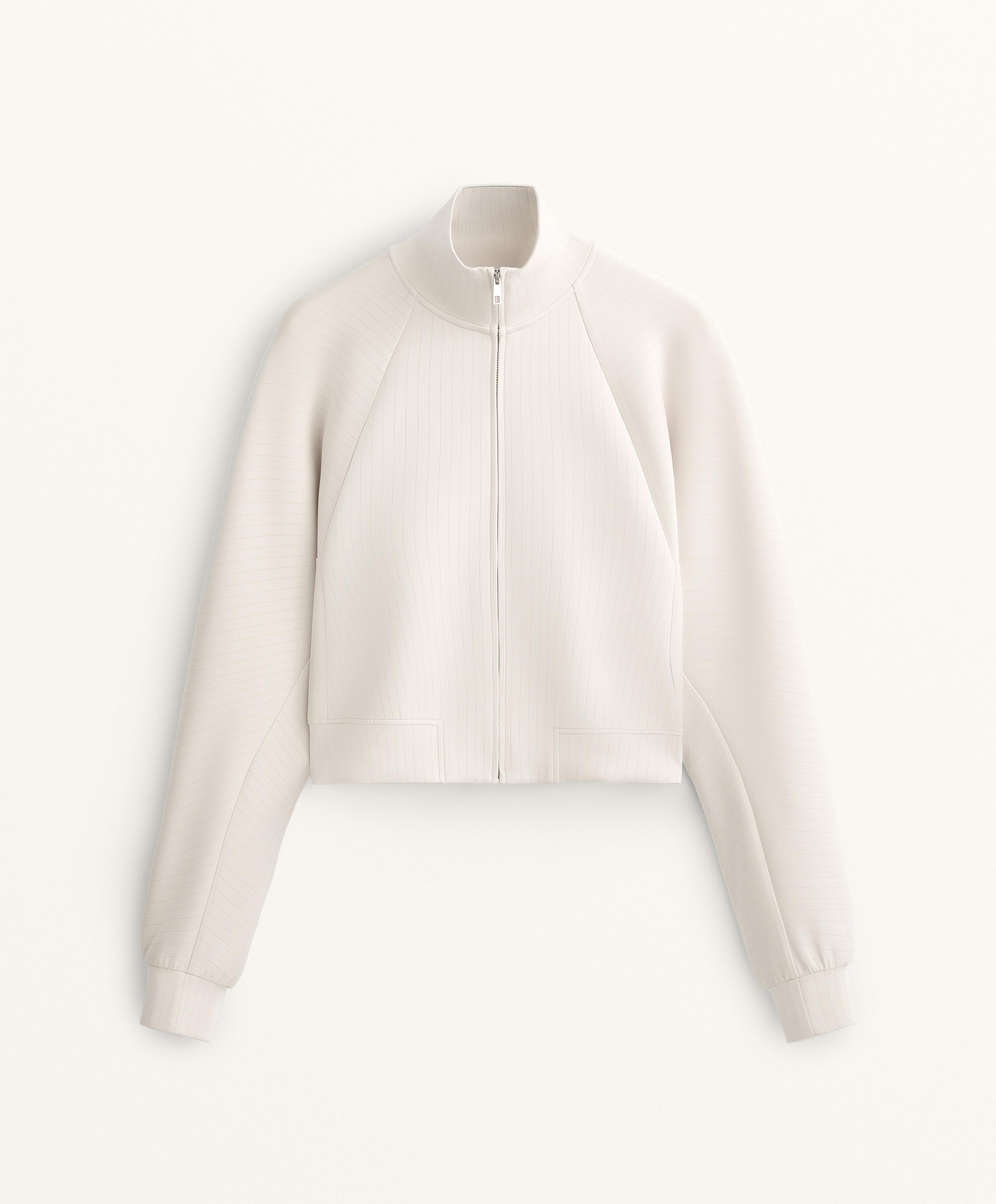 STRIPED HIGH NECK JACKET WITH SOFT TOUCH MODAL