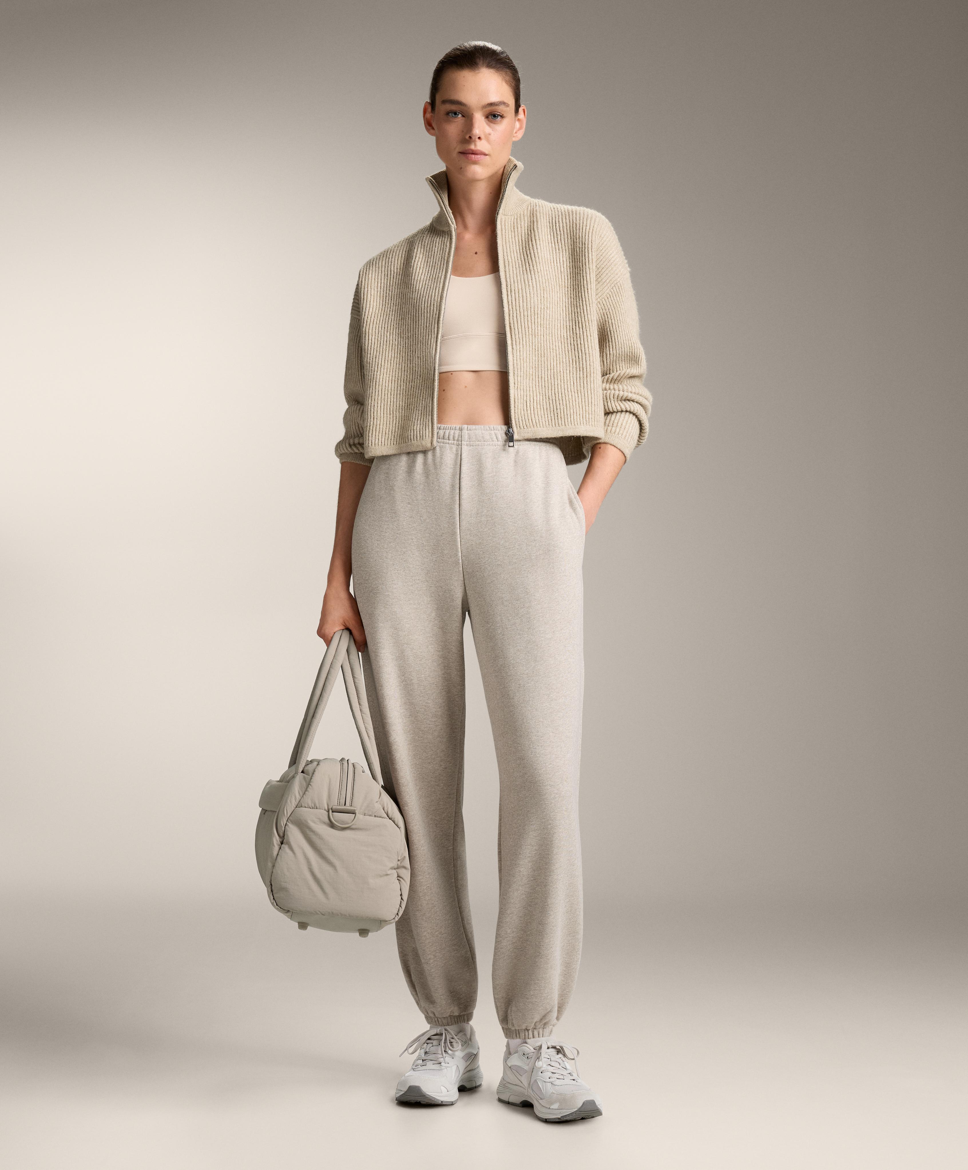 CROP HIGH NECK RIB KNIT JACKET