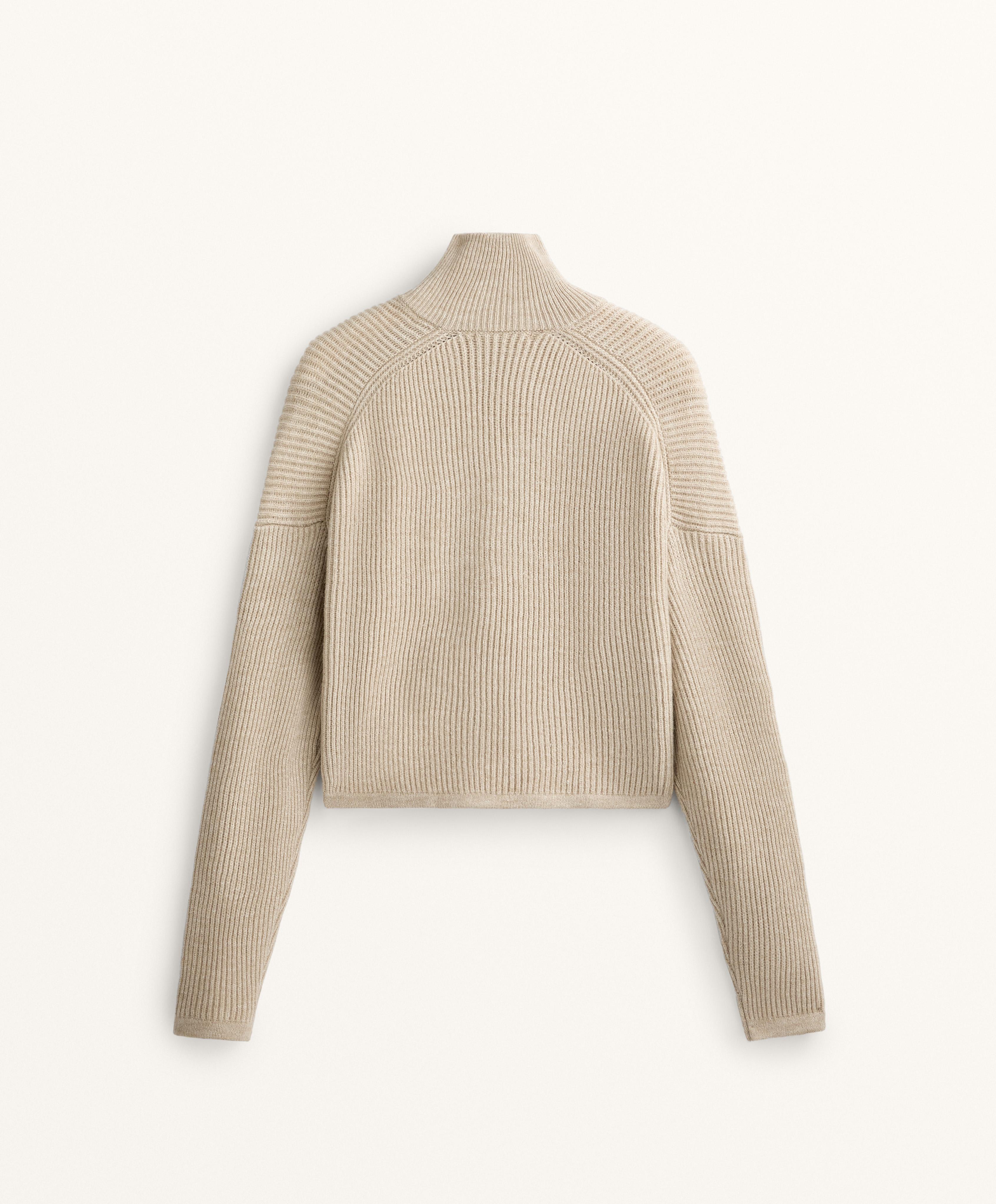 CROP HIGH NECK RIB KNIT JACKET