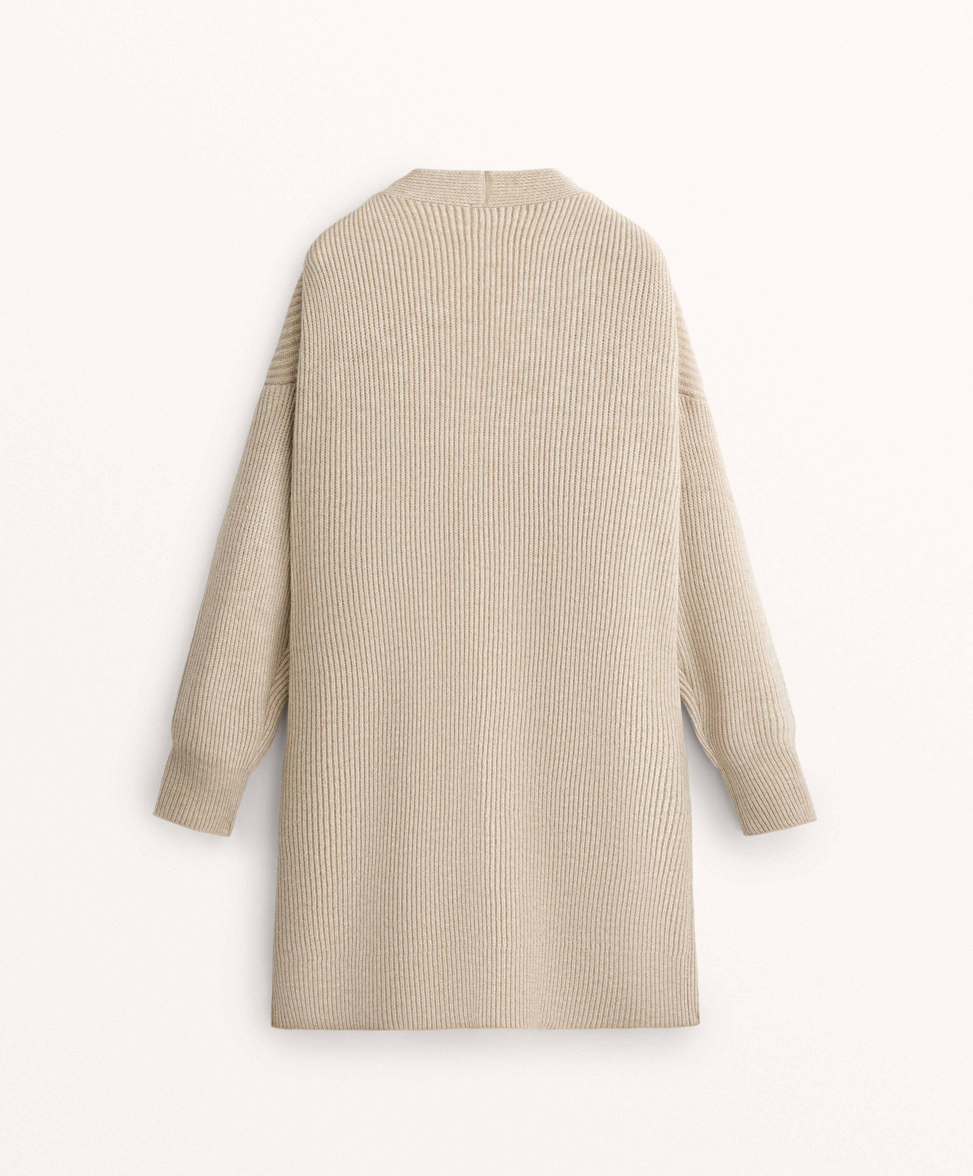 LONG RIBBED KNIT CARDIGAN