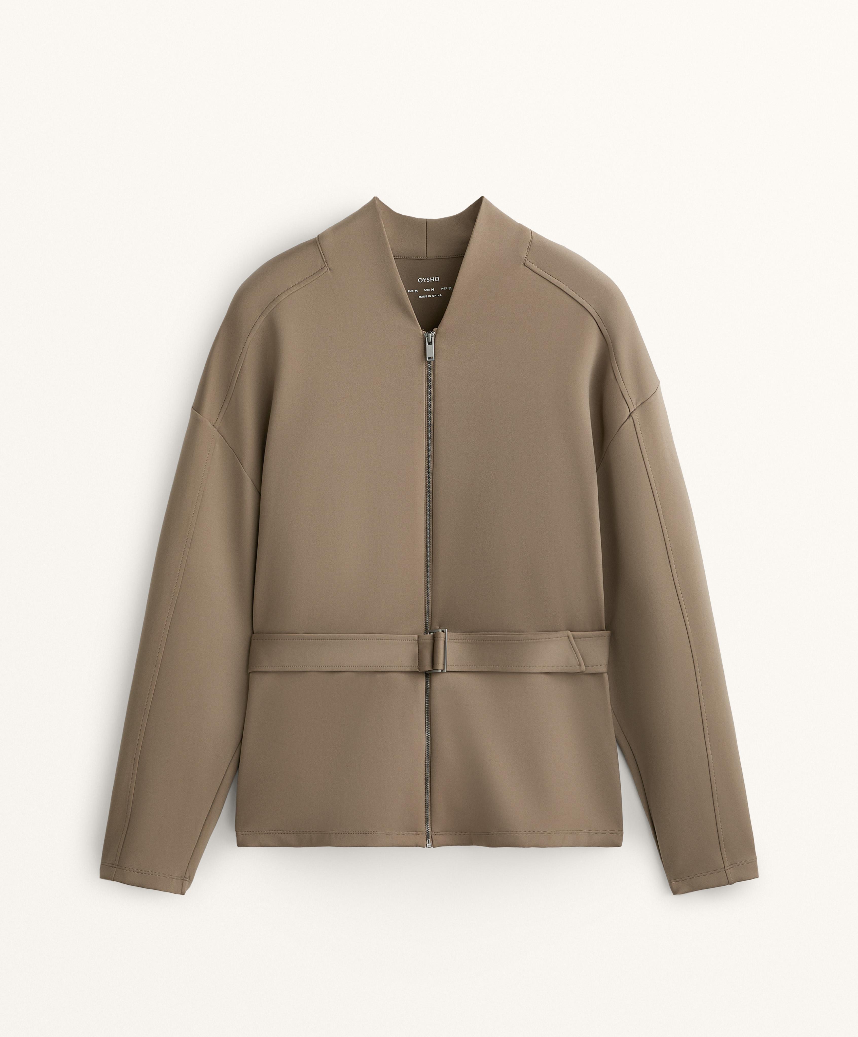 NEOPRENE EFFECT JACKET WITH BELT