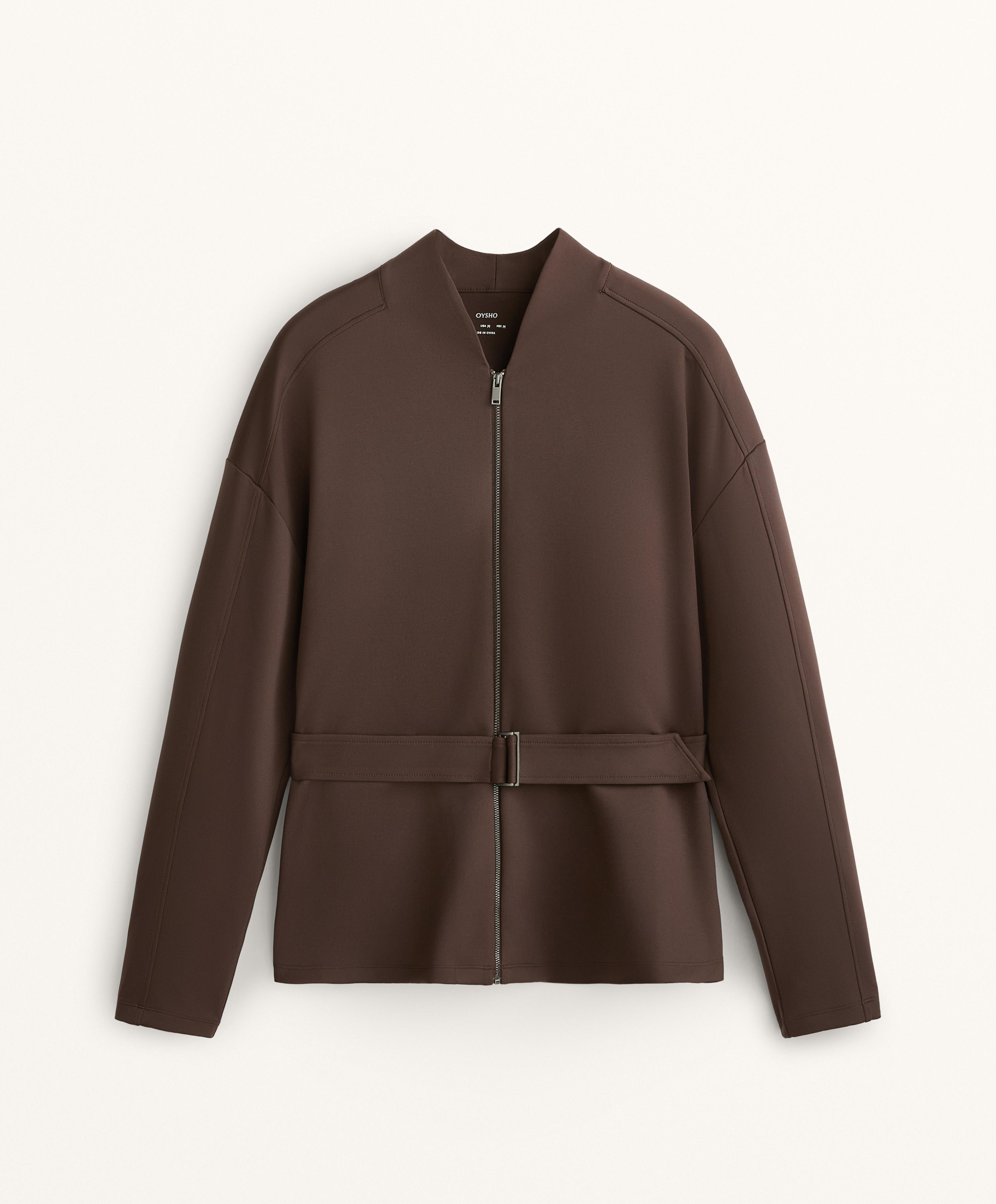 NEOPRENE EFFECT JACKET WITH BELT