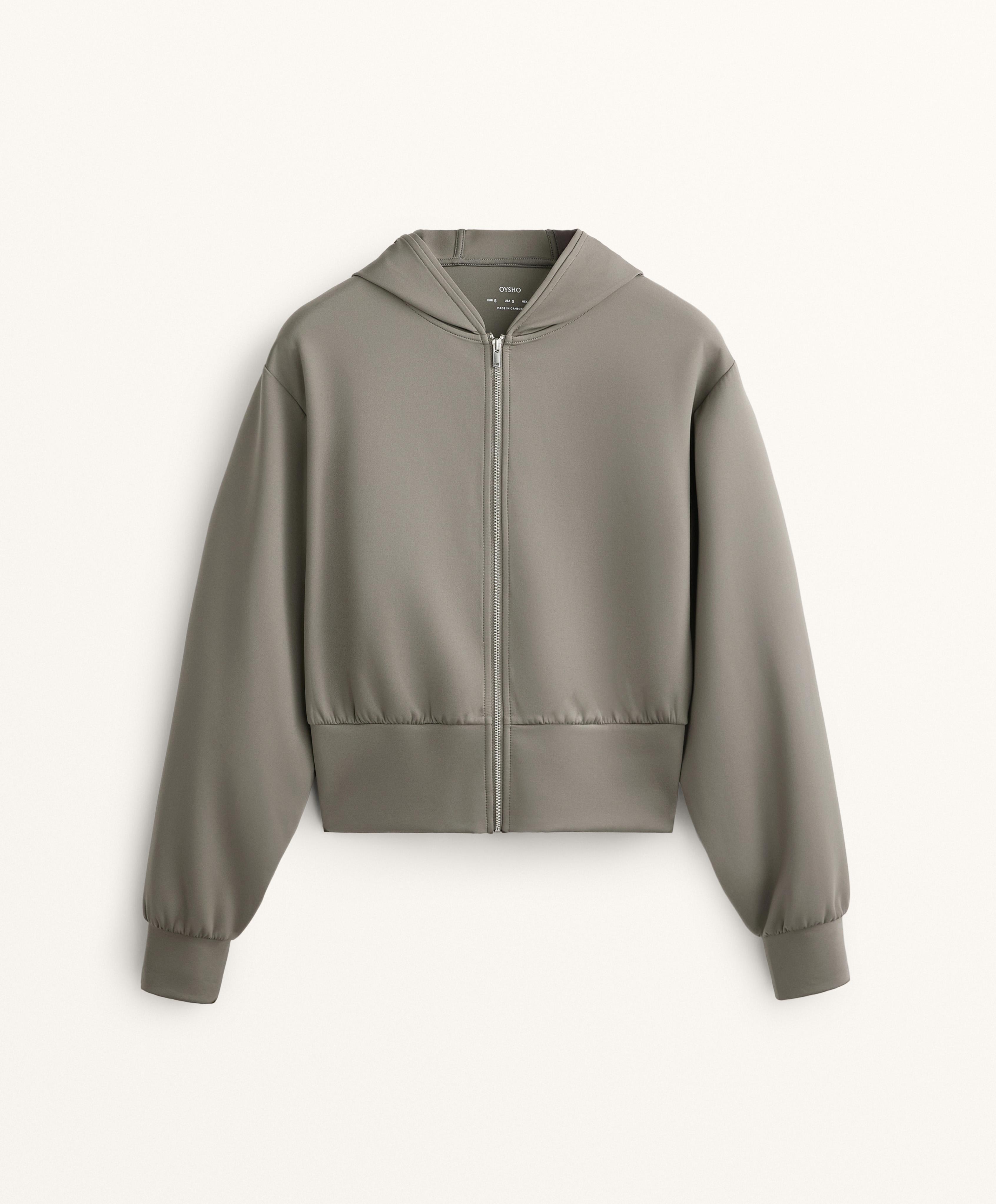 NEOPRENE EFFECT HOODED JACKET