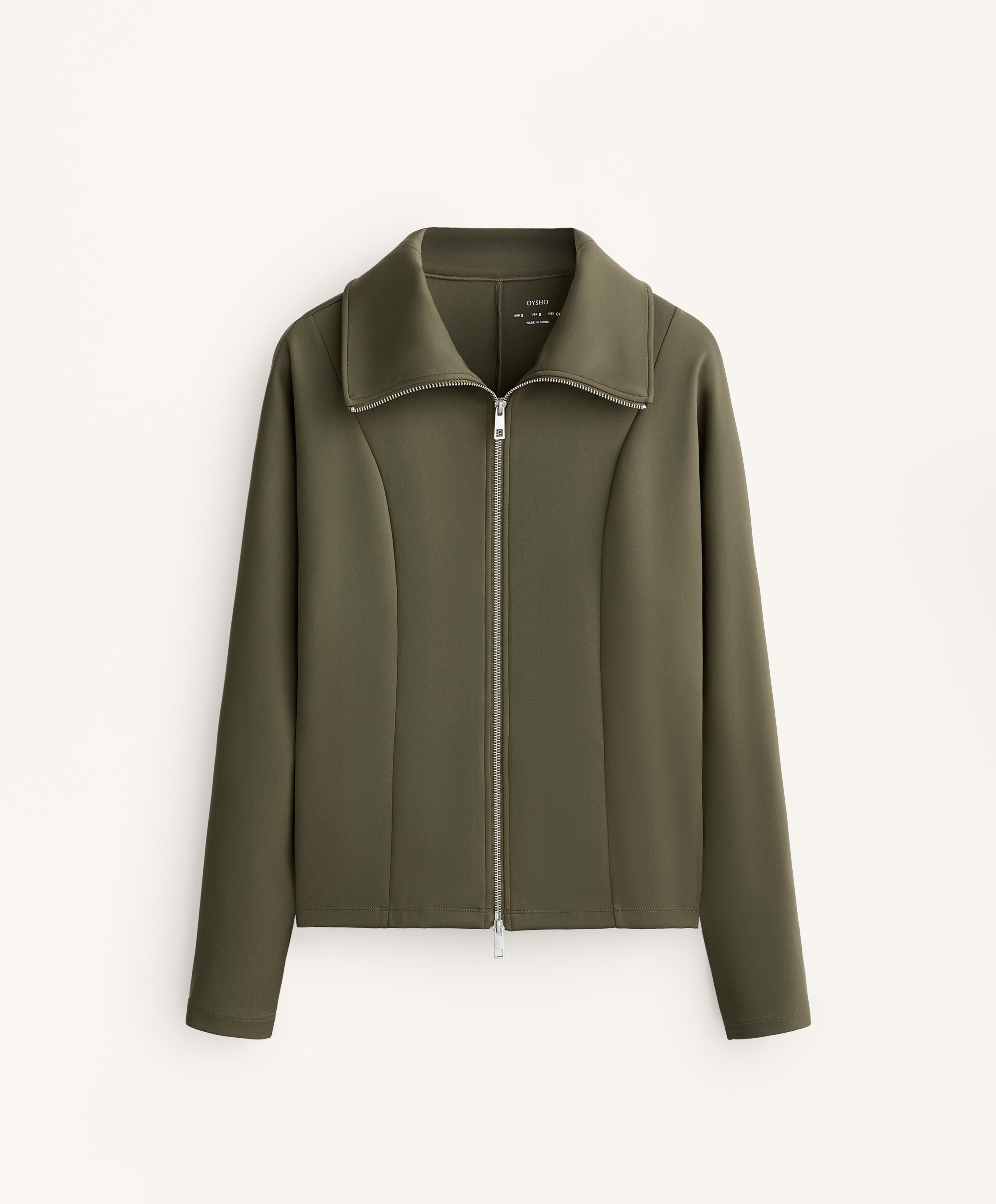 DOUBLE ZIP NEOPRENE EFFECT JACKET