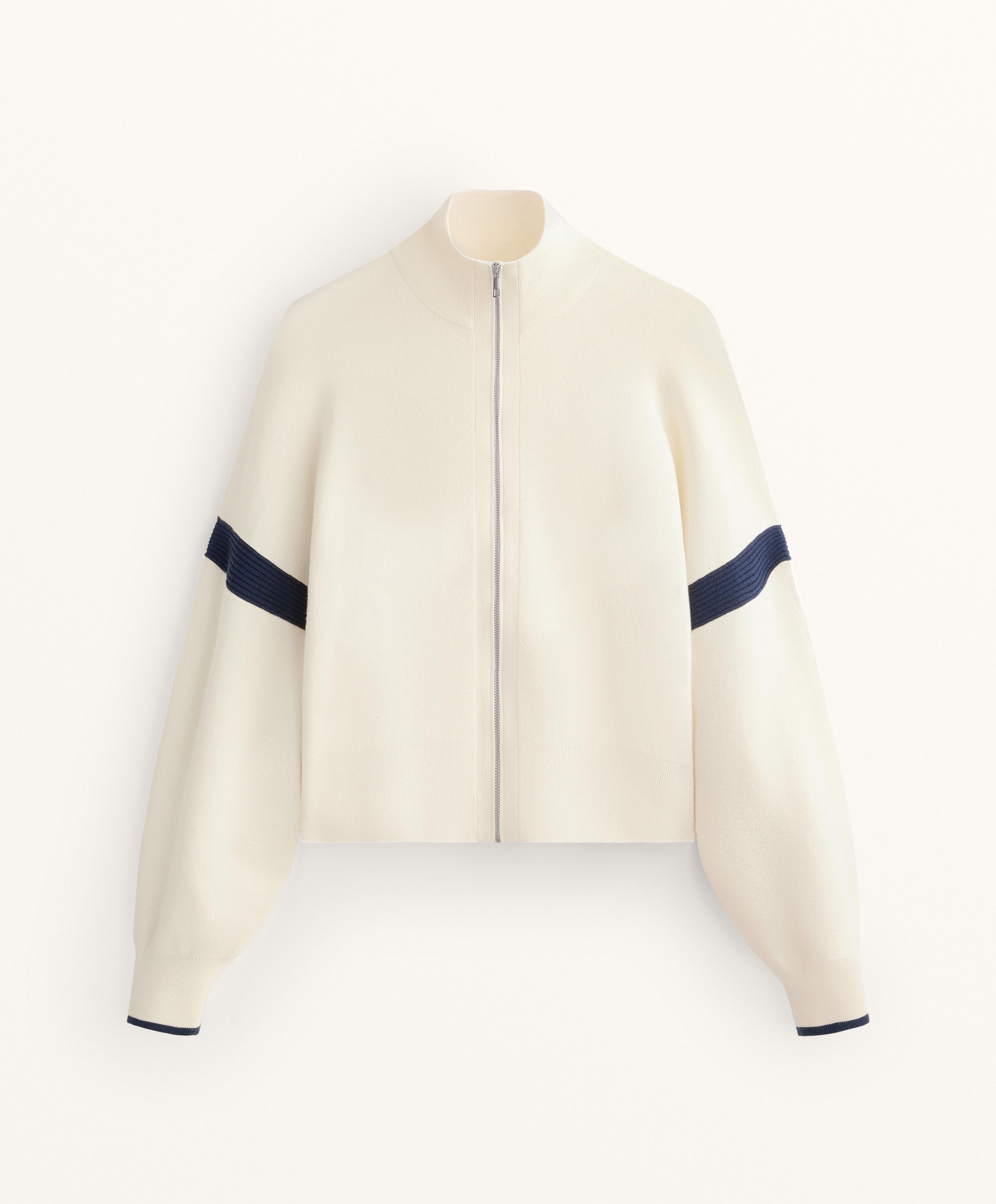 CONTRAST SLEEVE KNIT JACKET