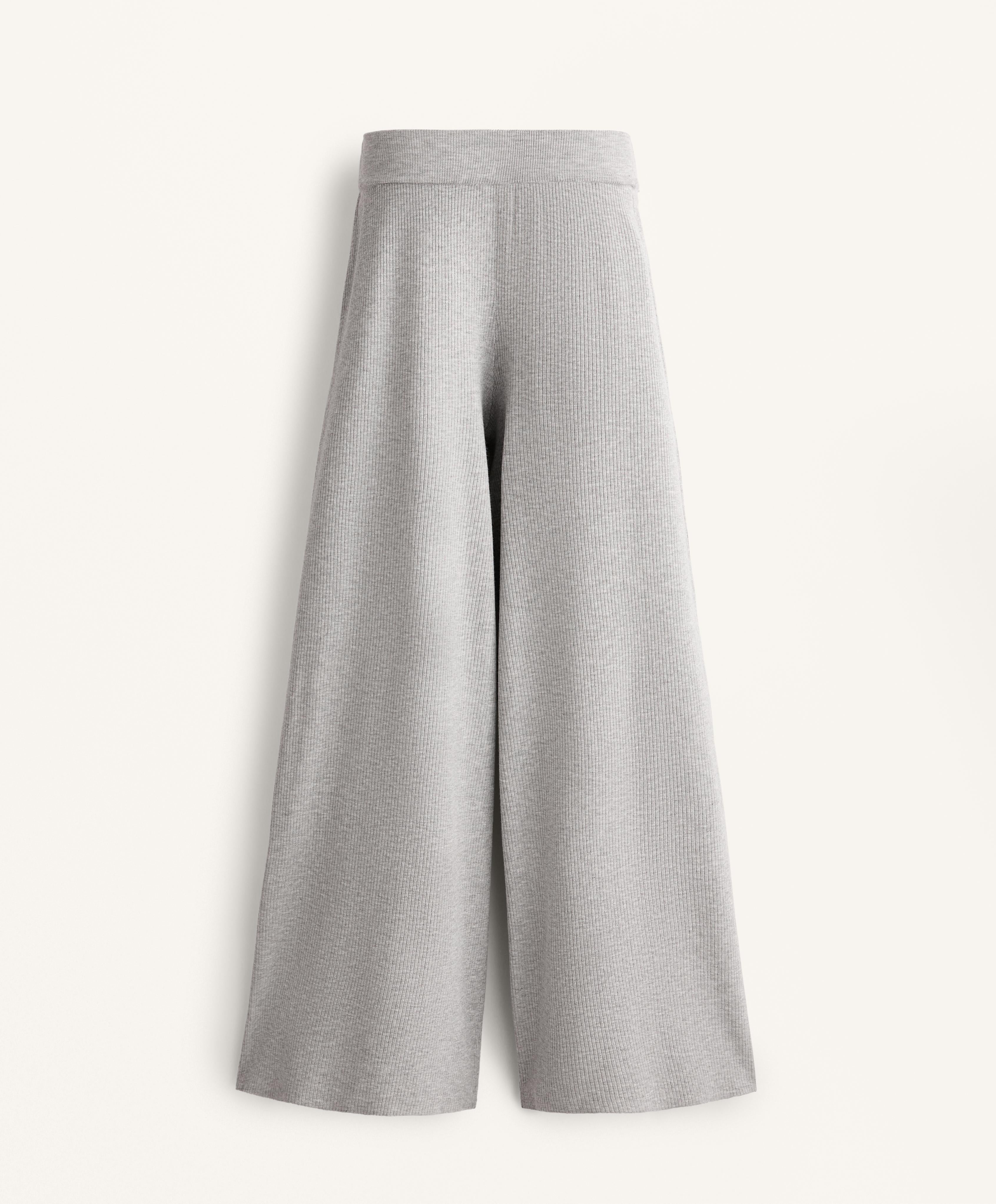 WIDE LEG RIB KNIT TROUSERS