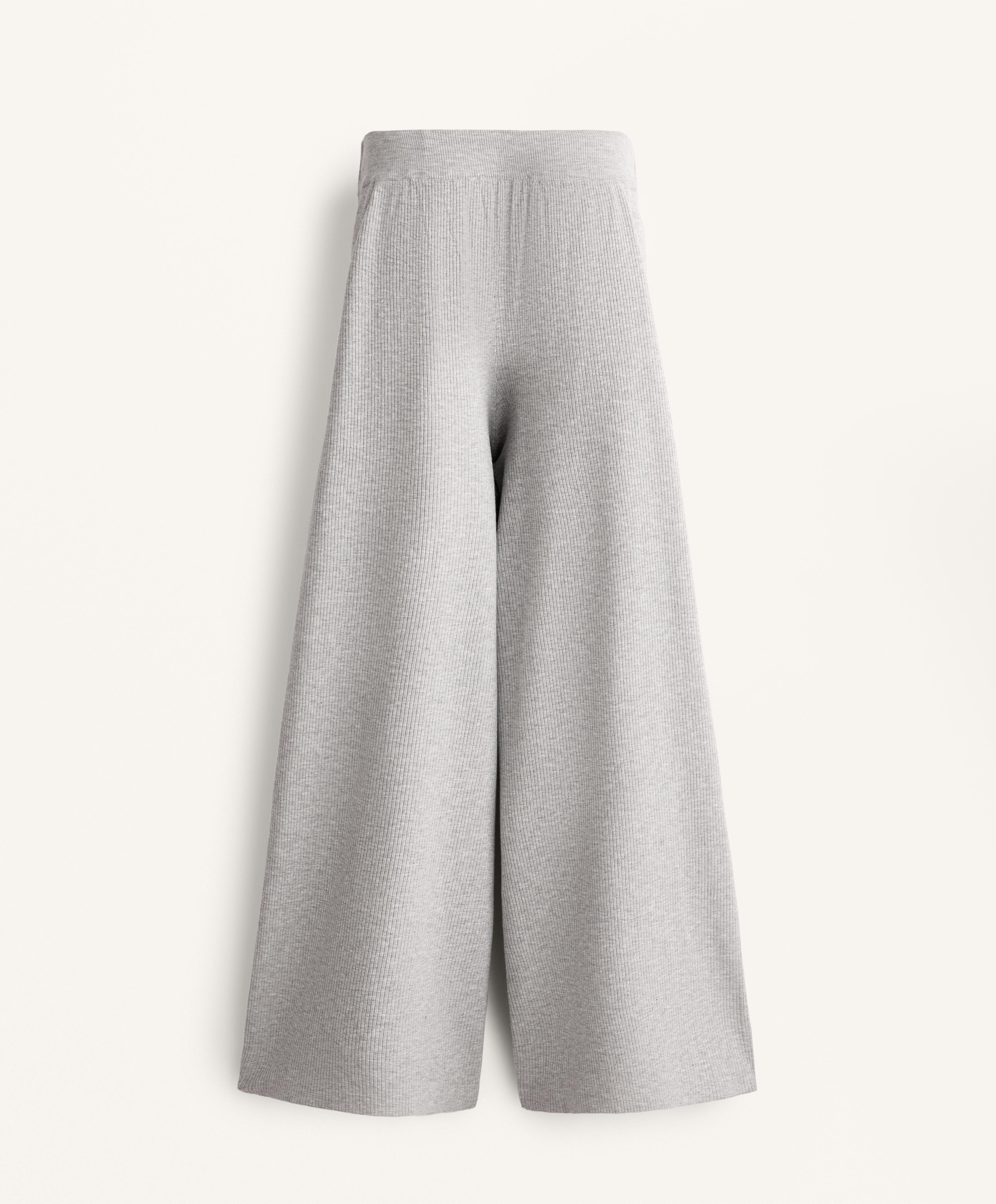 WIDE LEG RIB KNIT TROUSERS