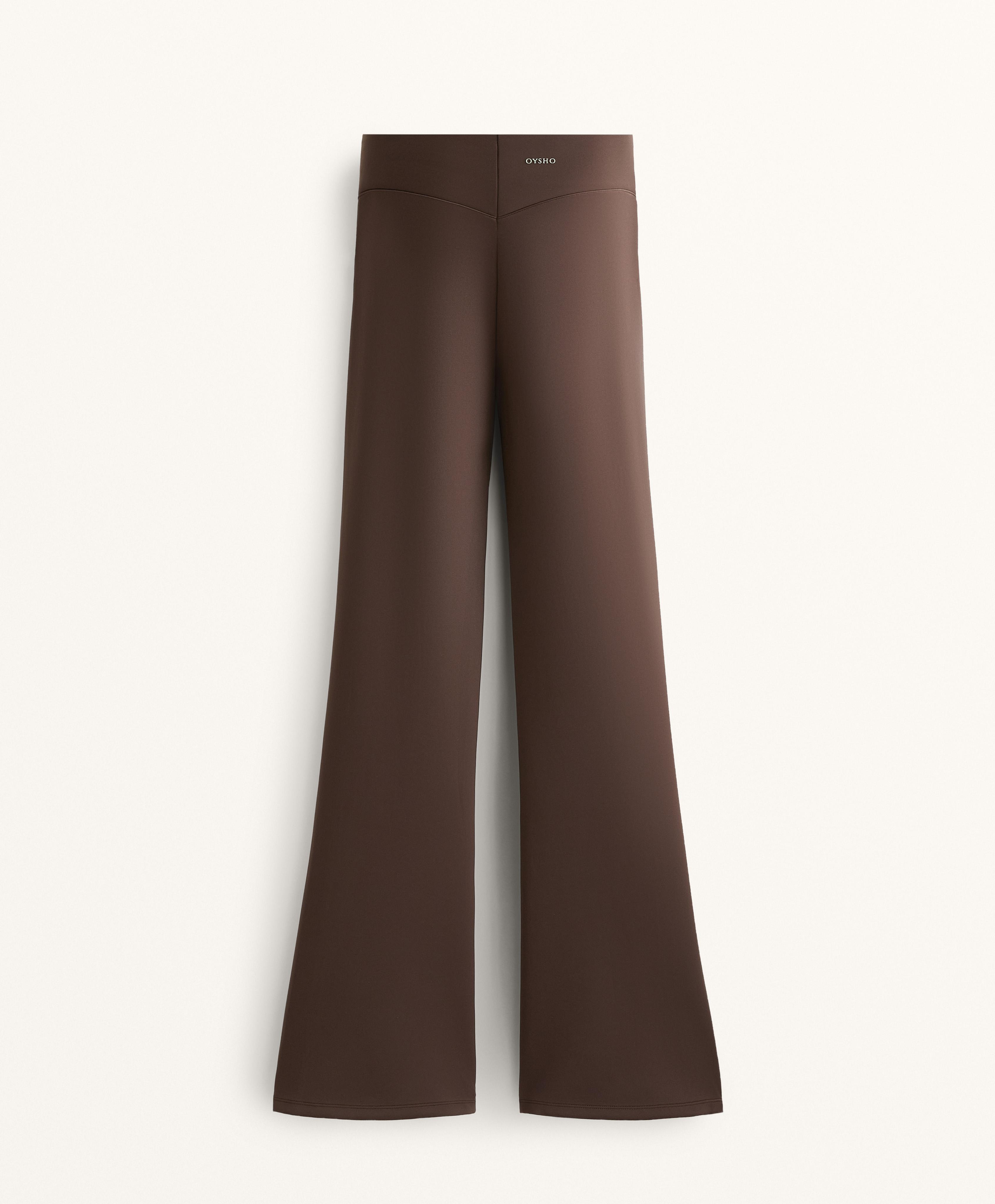 NEOPRENE EFFECT HIGH RISE FLARE TROUSERS
