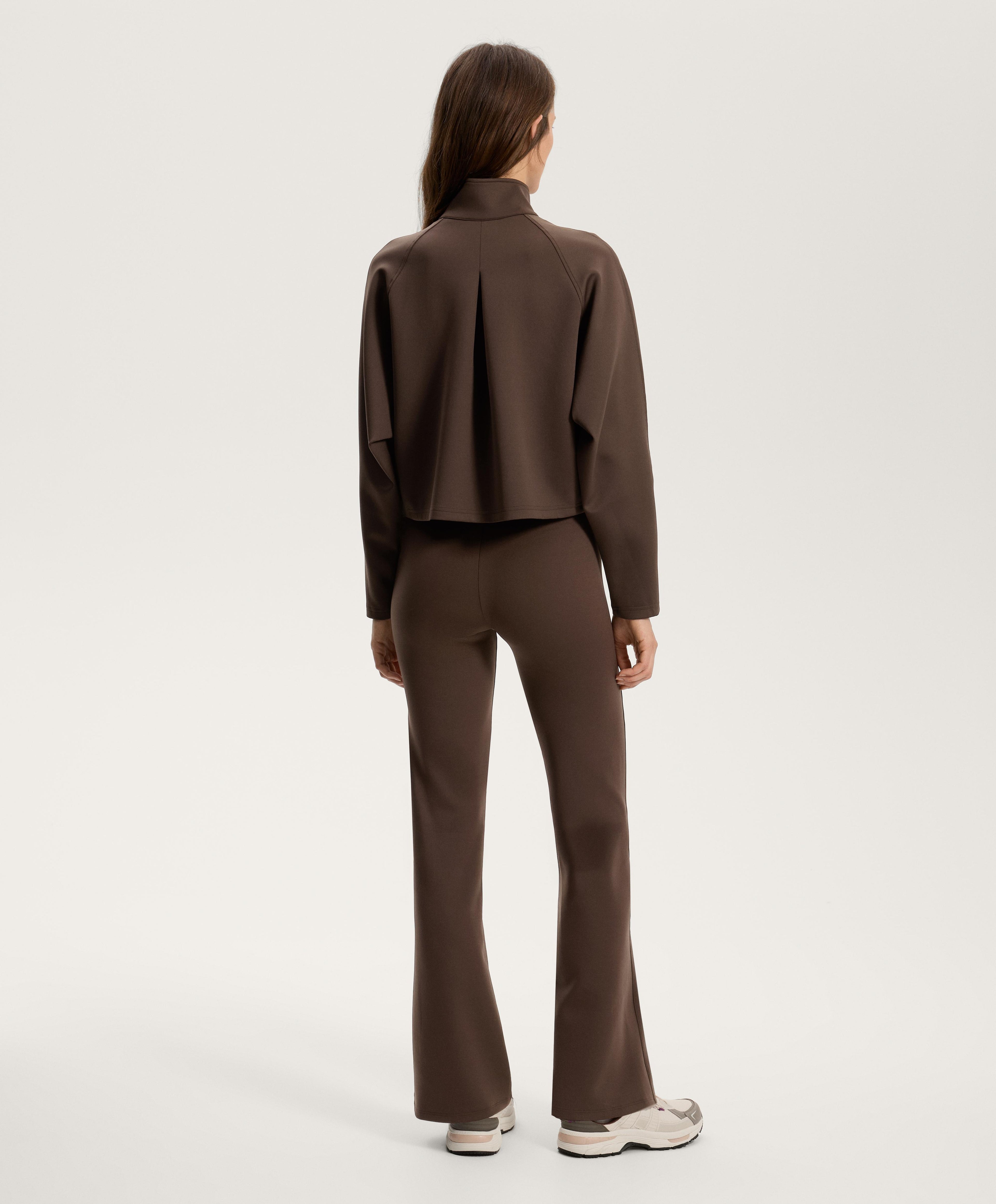 NEOPRENE EFFECT HIGH RISE FLARE TROUSERS