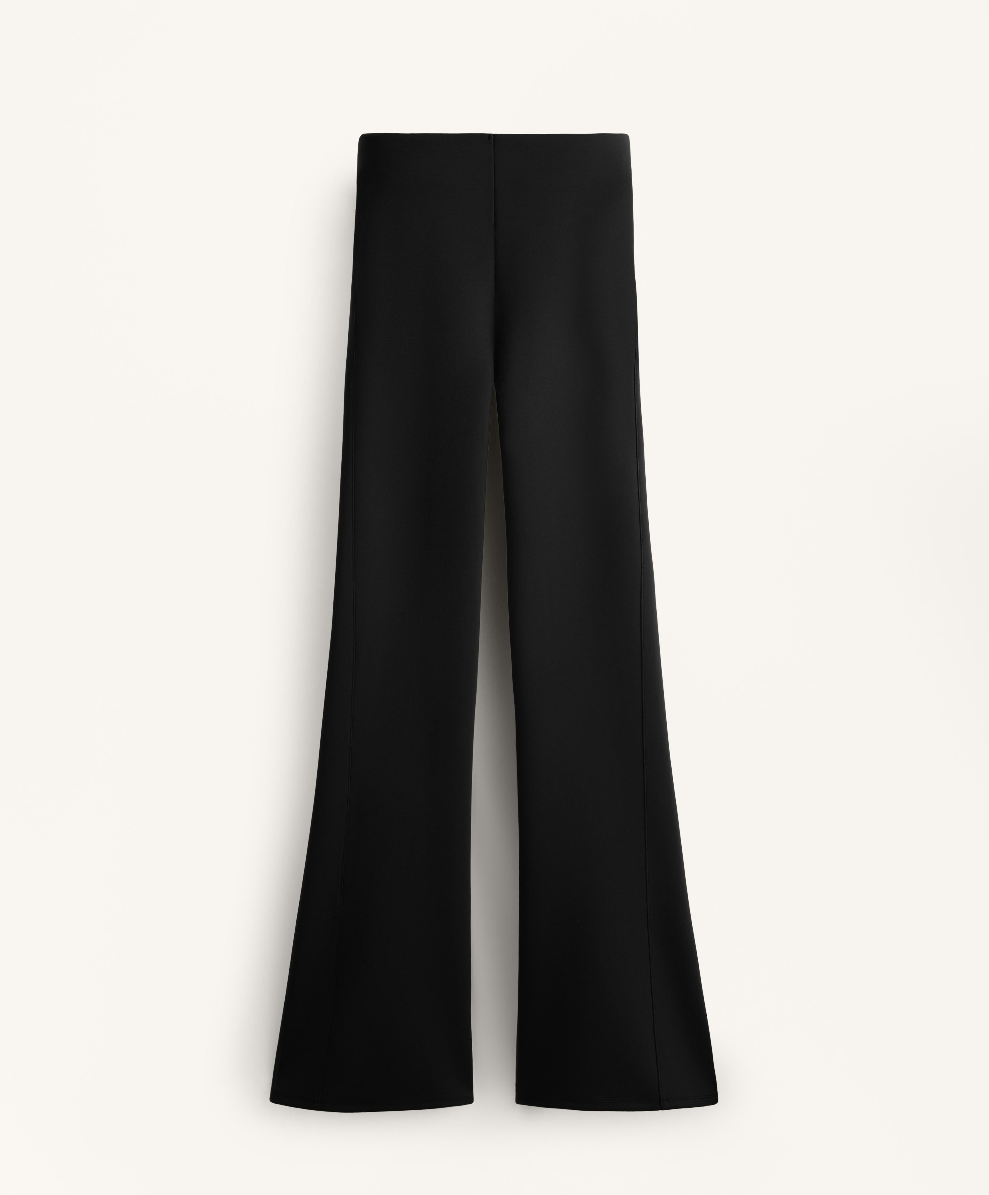 NEOPRENE EFFECT HIGH RISE FLARE TROUSERS