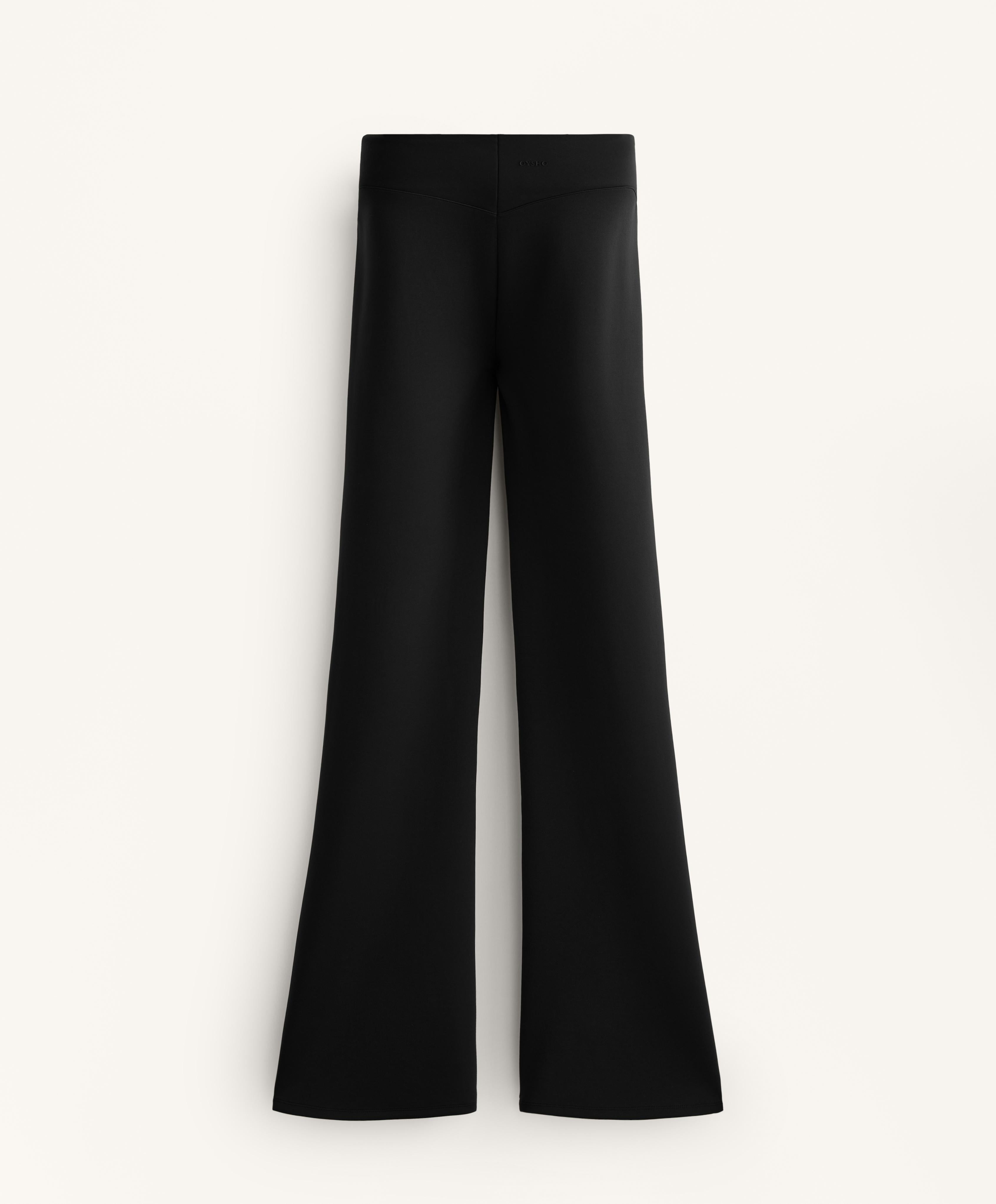 NEOPRENE EFFECT HIGH RISE FLARE TROUSERS