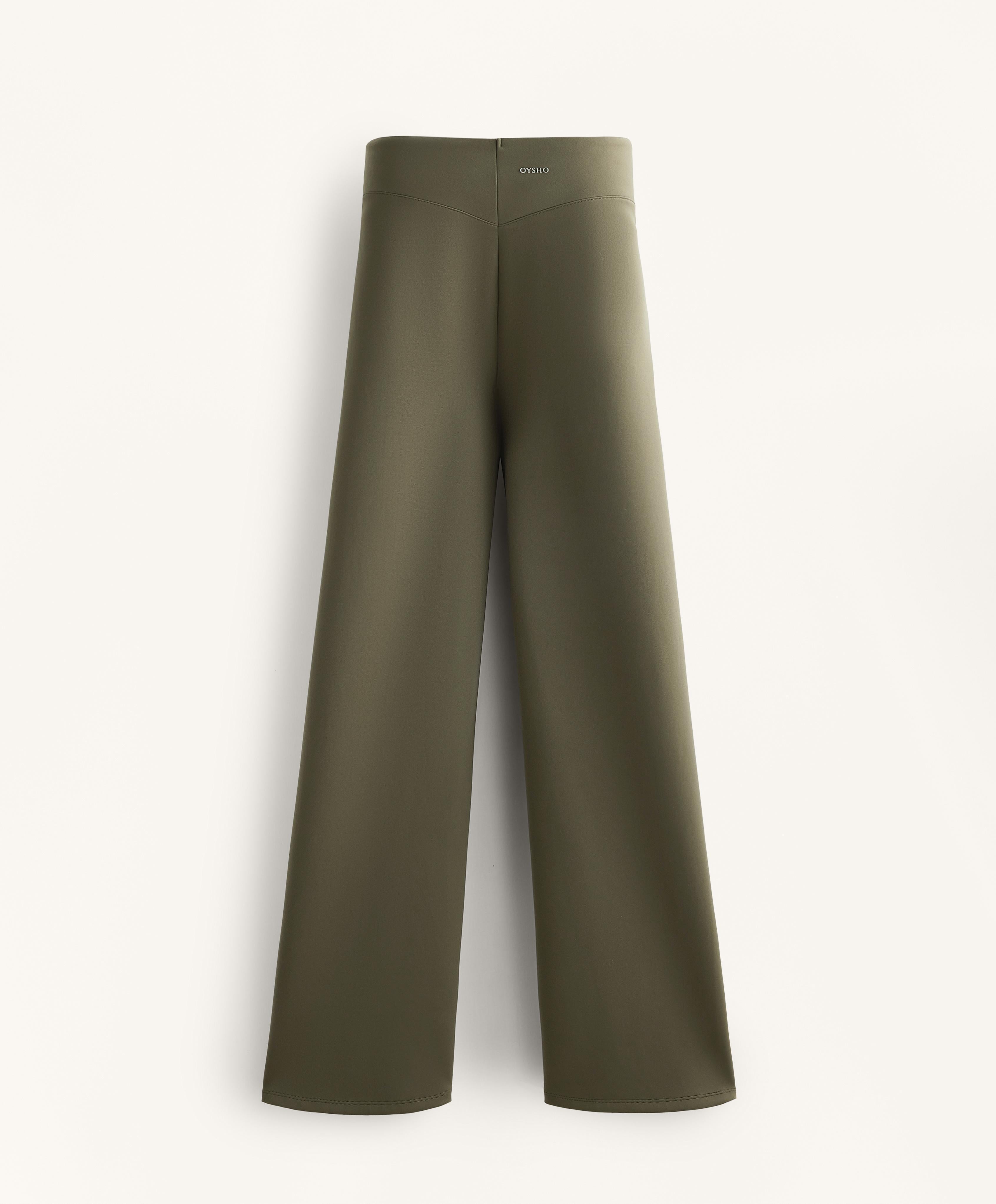 NEOPRENE EFFECT STRAIGHT LEG TROUSERS