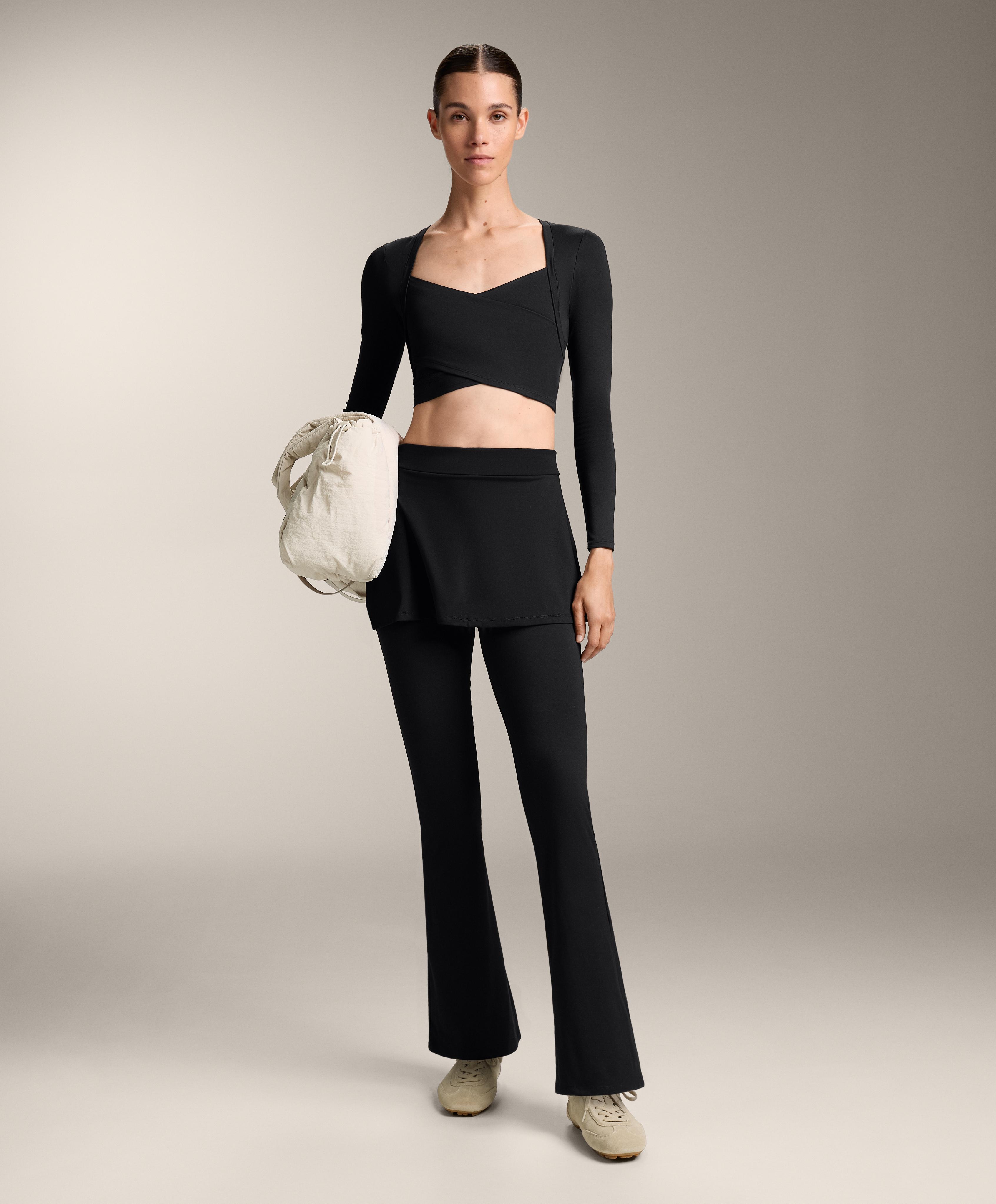 COMFORTLUX HIGH WAISTED FLARE TROUSERS WITH SKIRT