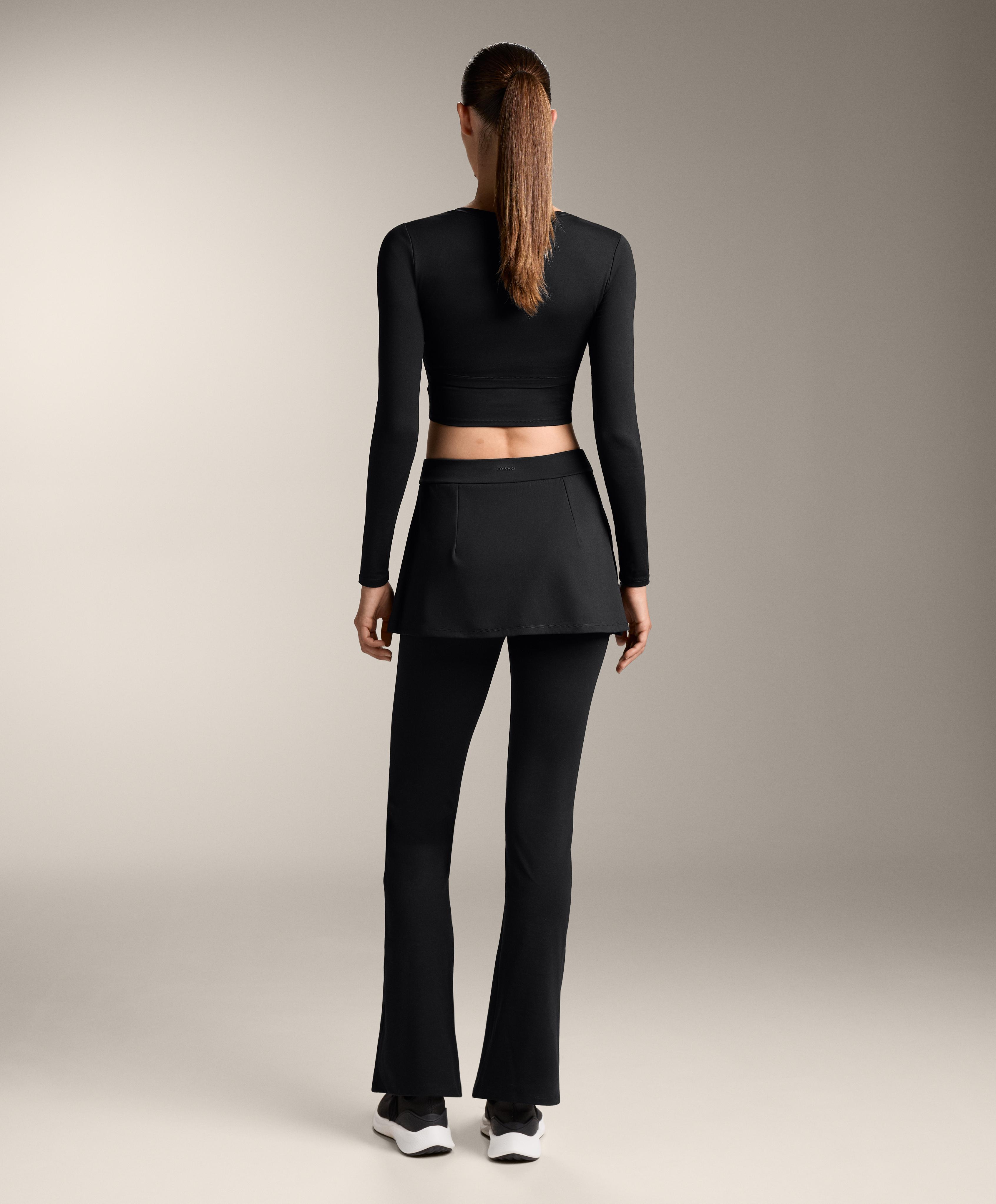 COMFORTLUX HIGH WAISTED FLARE TROUSERS WITH SKIRT