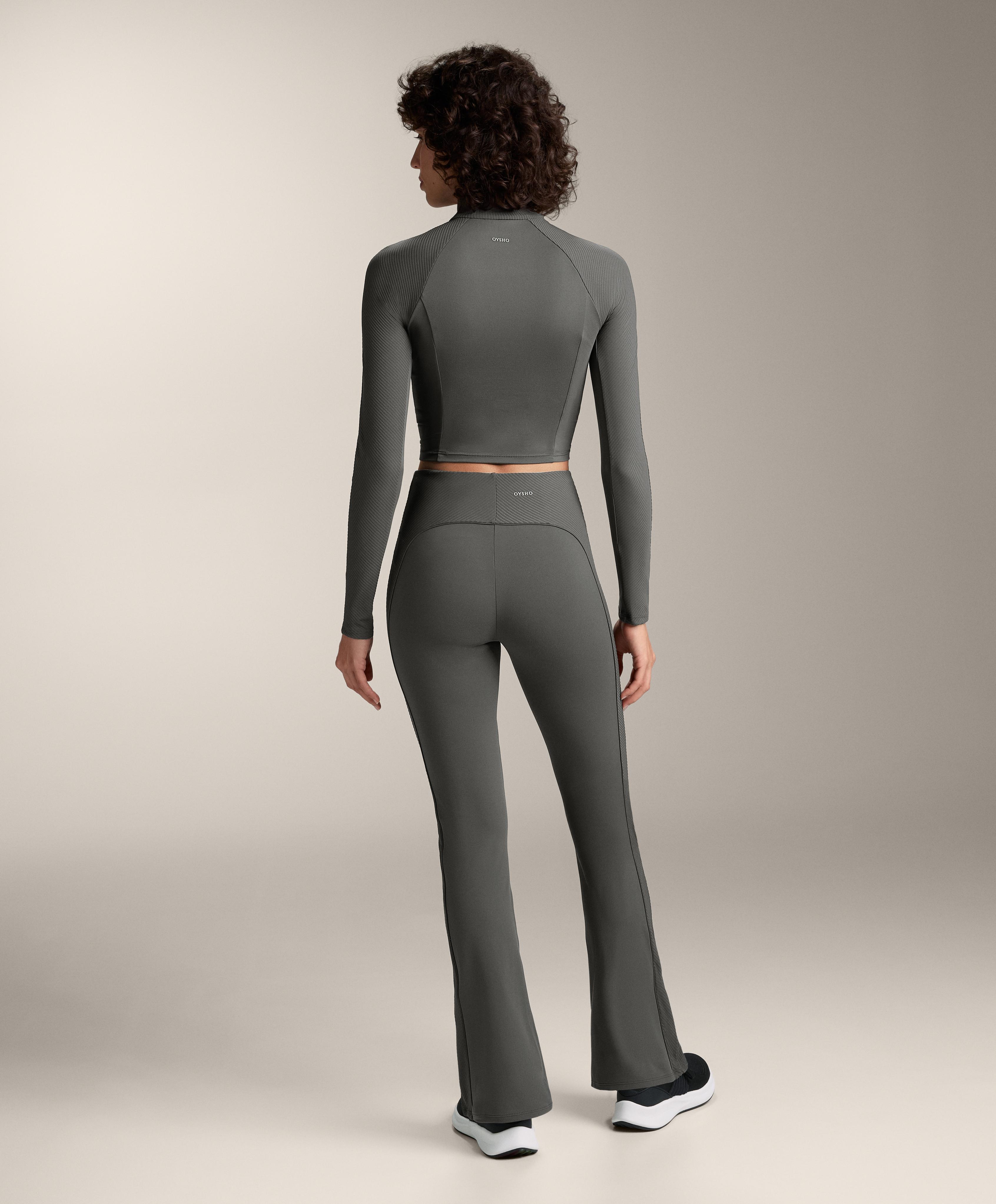 FLARE HIGH WAISTED COMFORTLUX RIB LATERAL TROUSERS