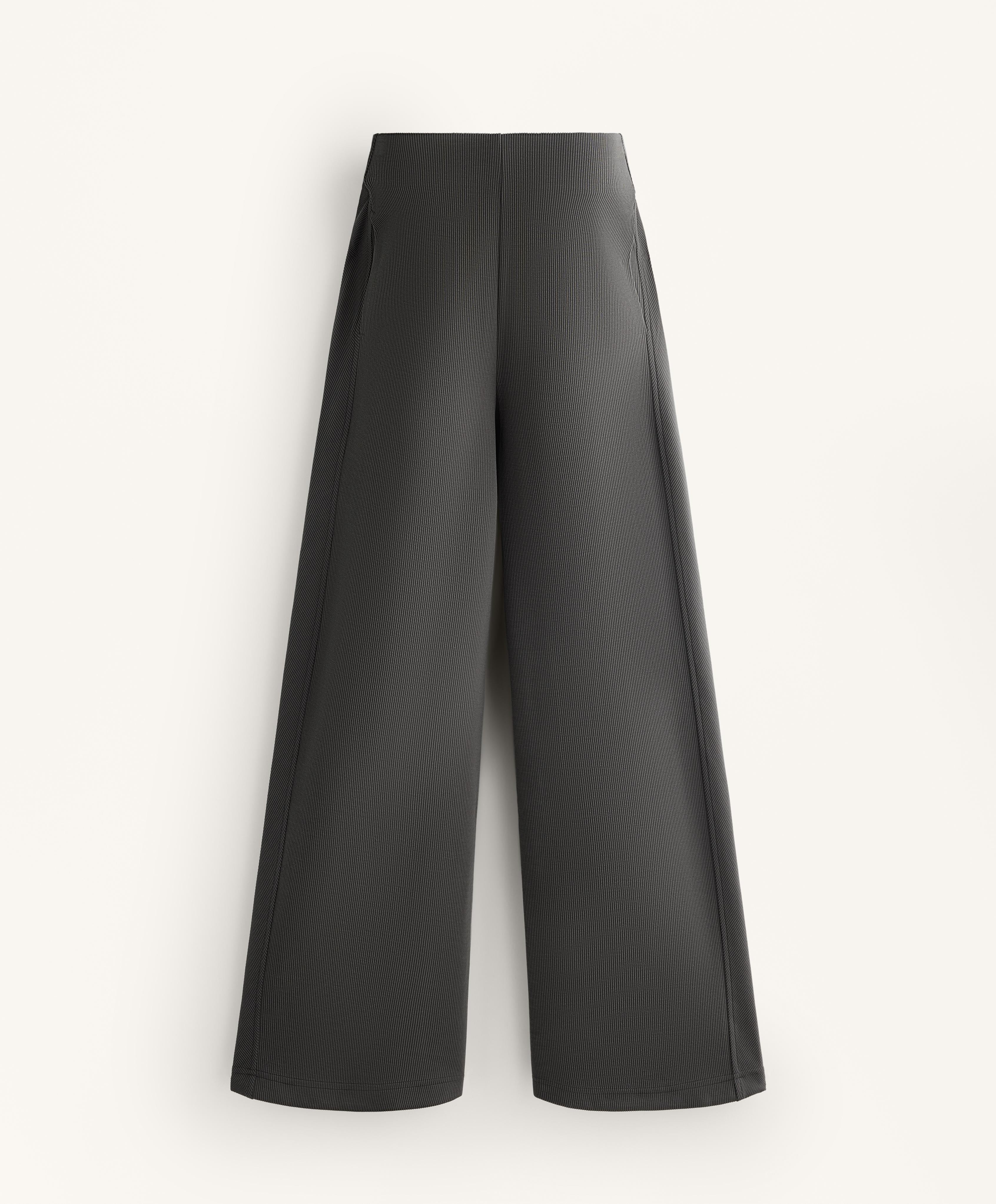 HIGH WAISTED WIDE LEG RIB TROUSERS 29% MODAL