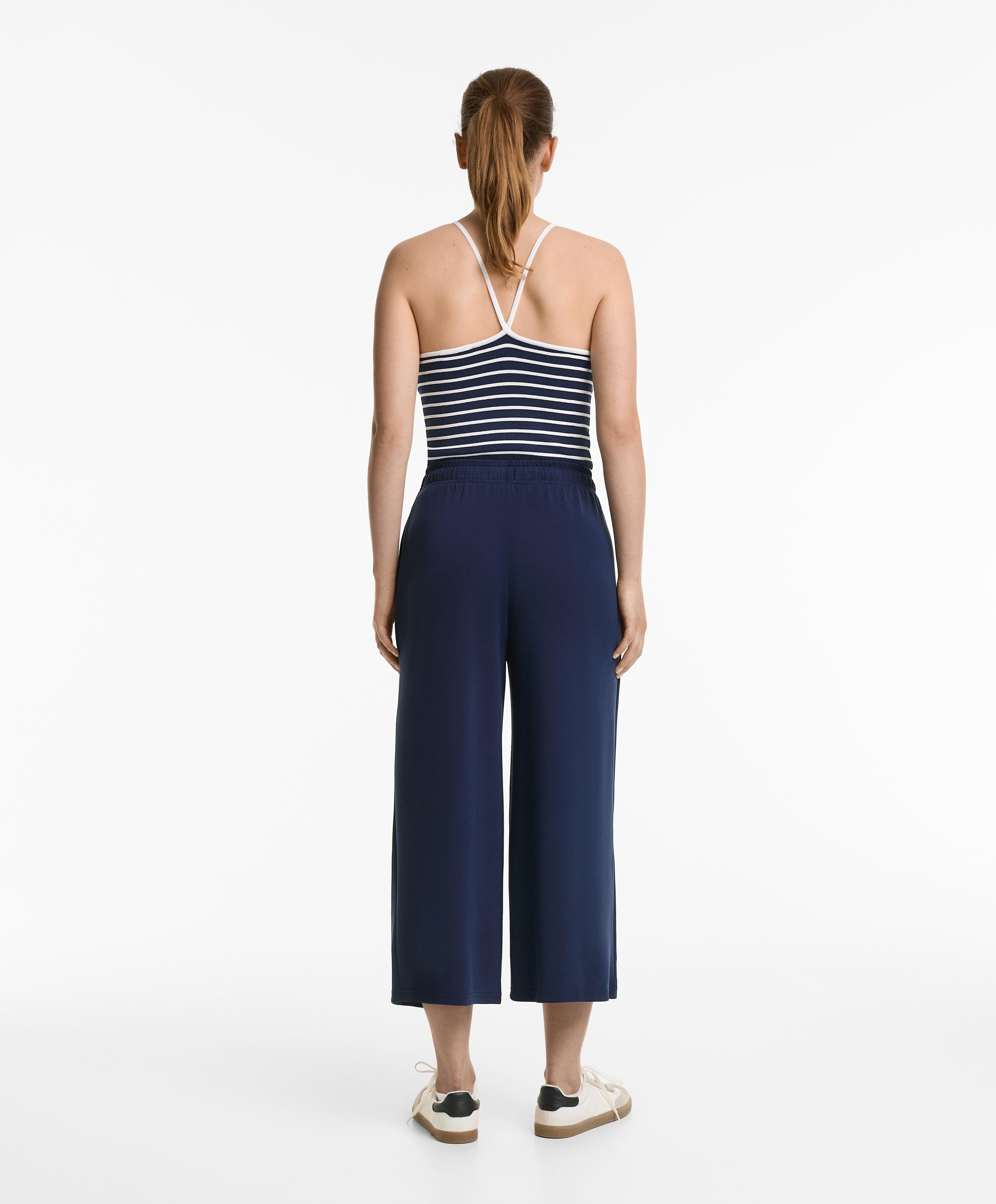 SOFT TOUCH WIDE LEG CROP TROUSERS WITH MODAL