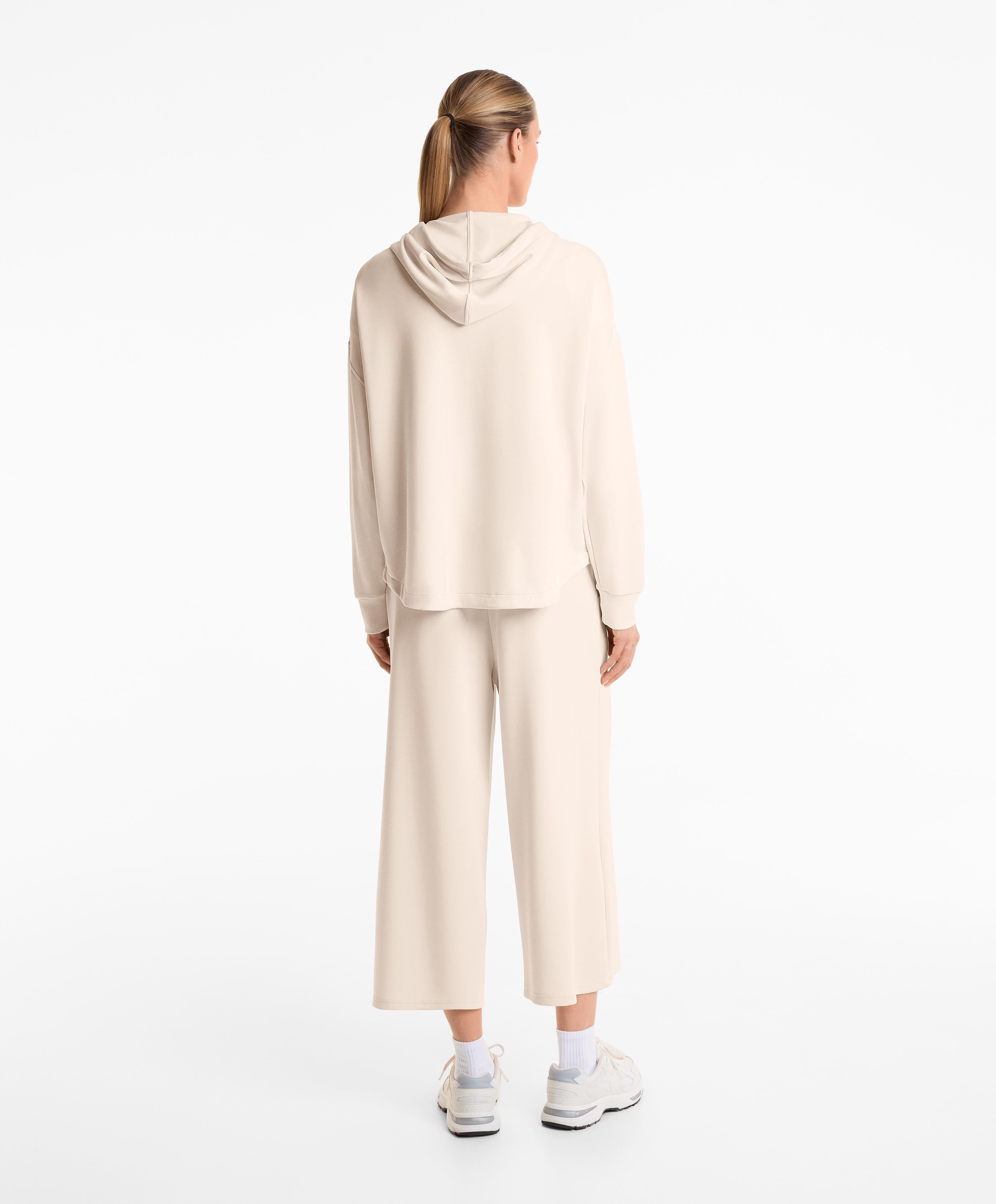 SOFT TOUCH WIDE LEG CROP TROUSERS WITH MODAL