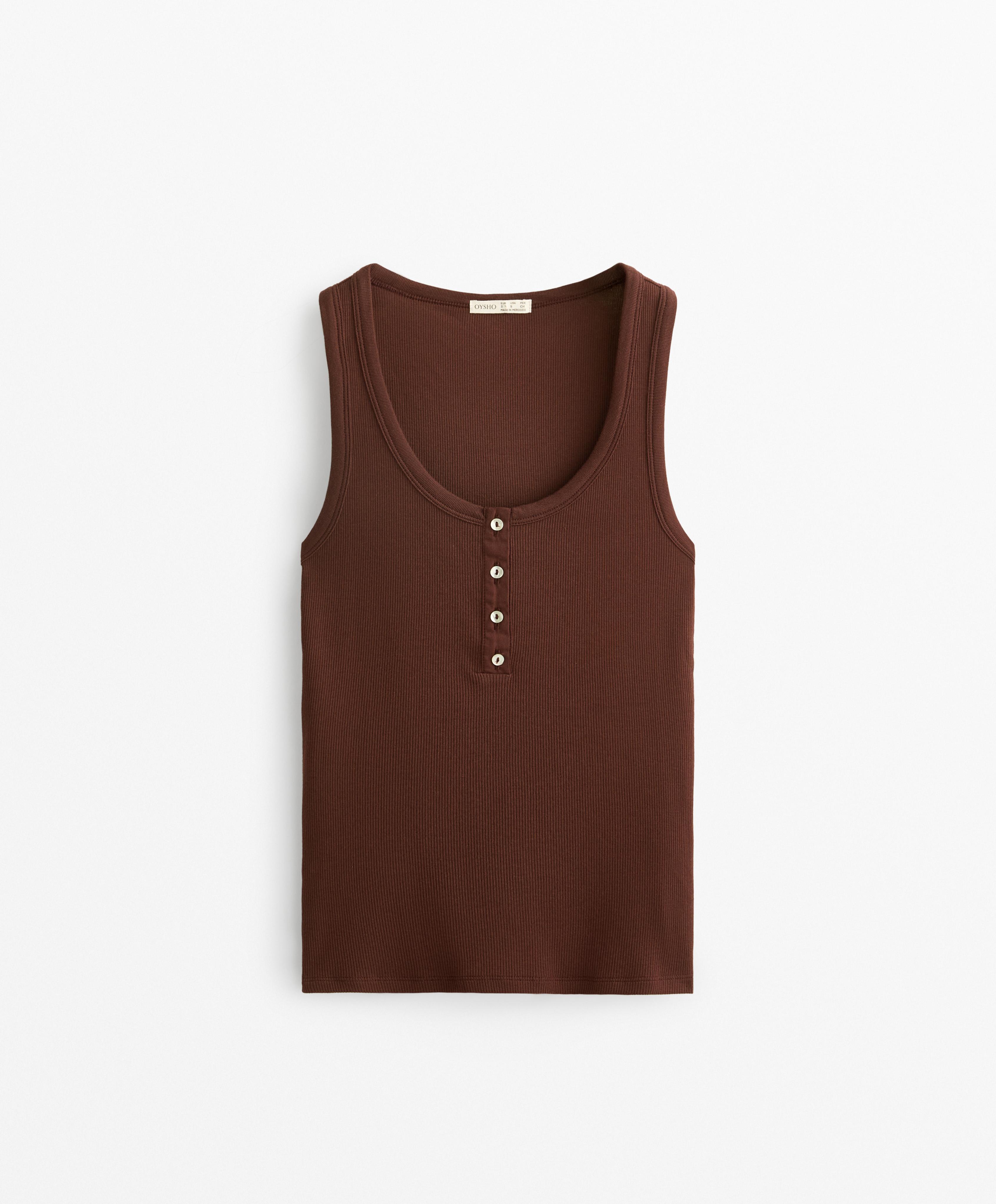 SLEEVELESS BUTTONED TOP WITH COTTON AND MODAL