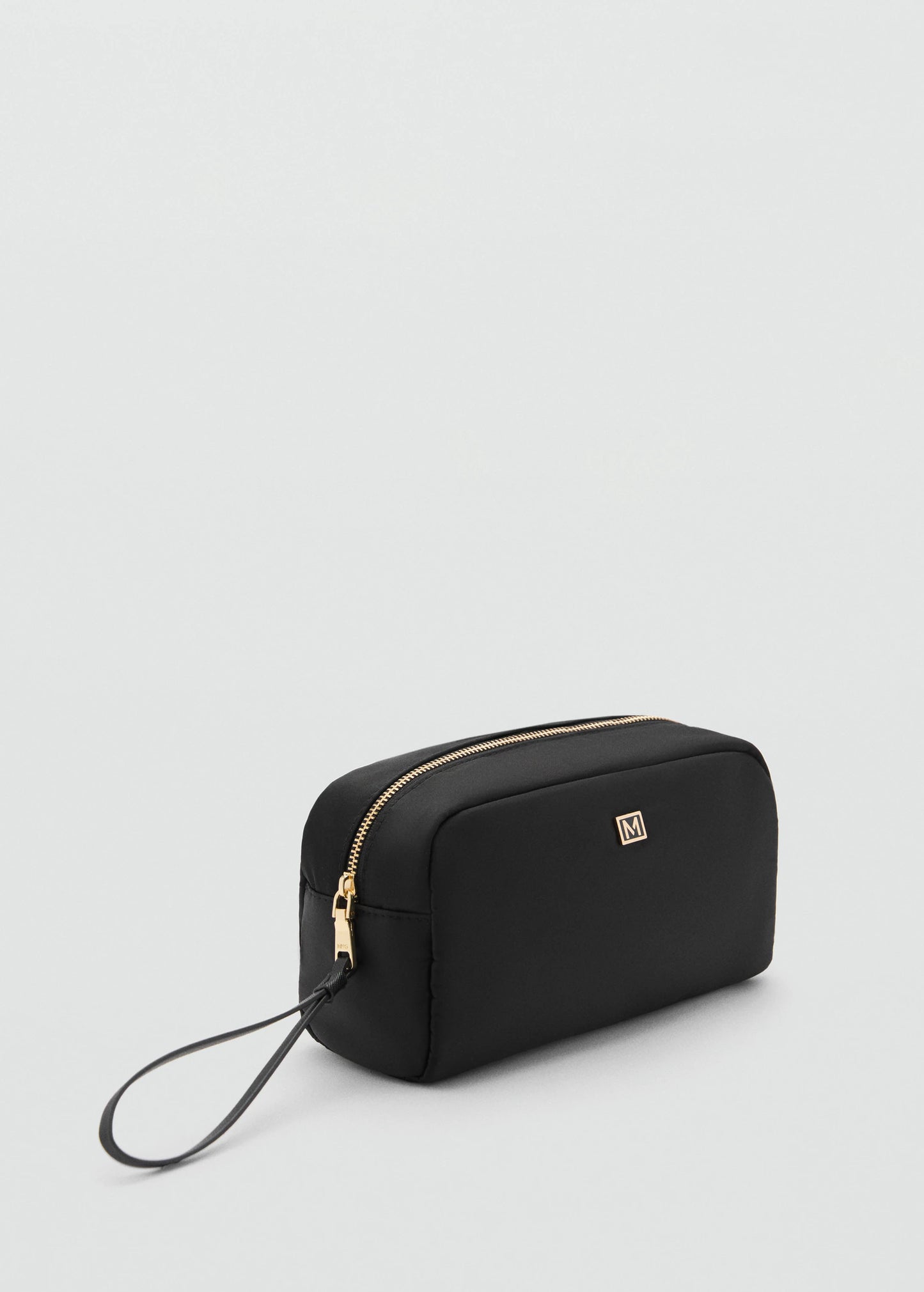 Zipped Nylon Cosmetics Bag Black