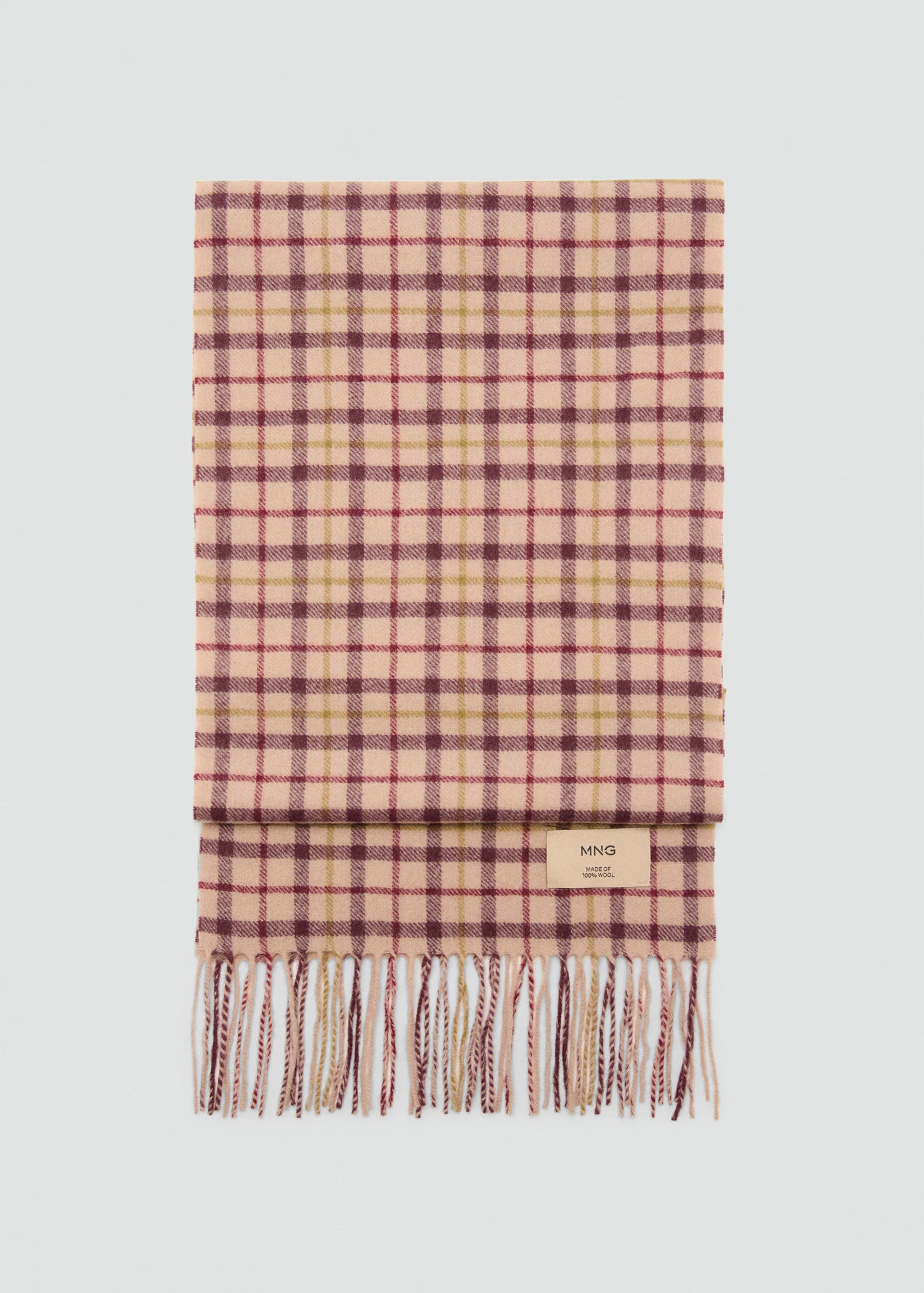 Woollen Check Scarf Burgundy