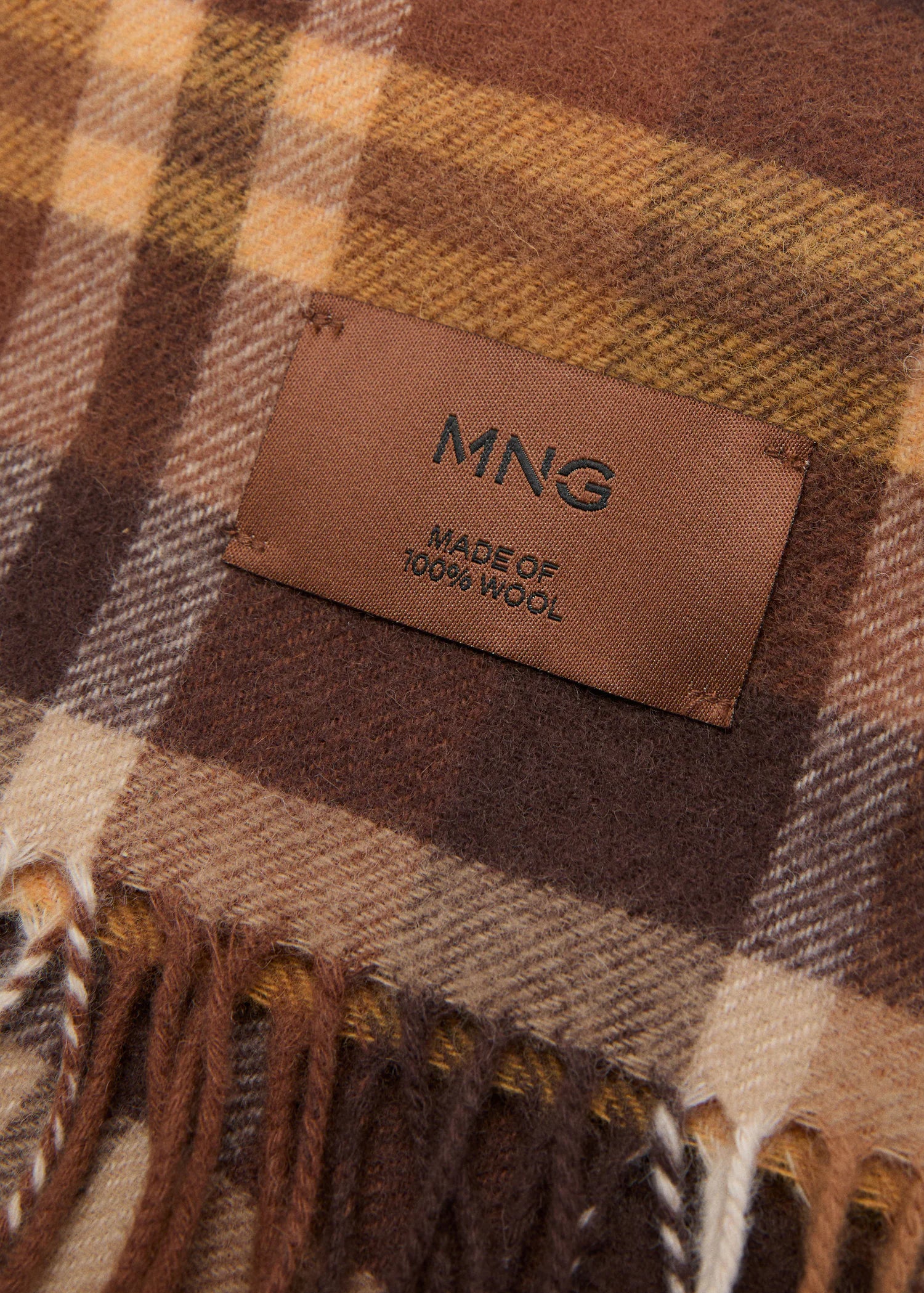 Woollen Check Scarf Chocolate