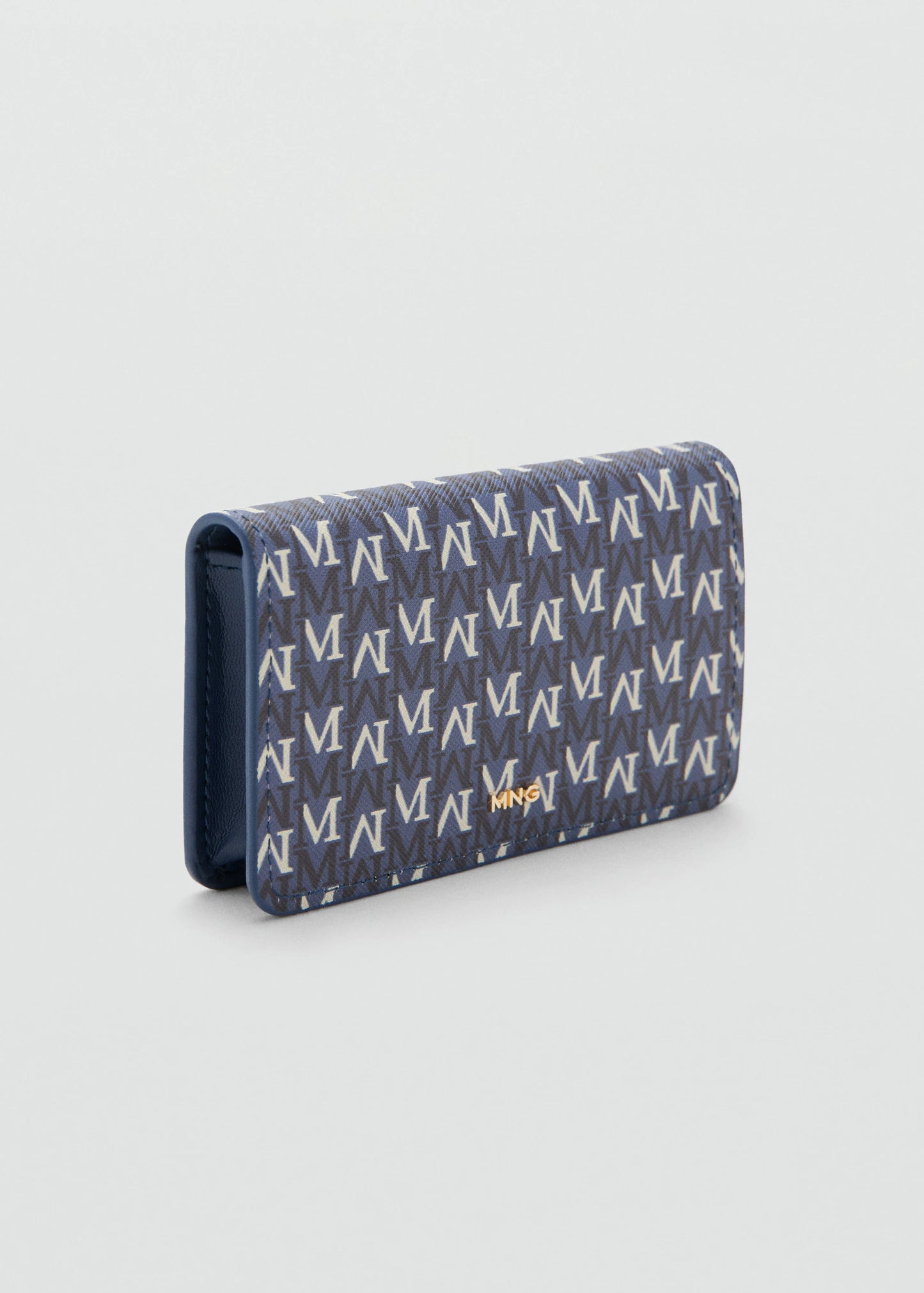 Wallet With Printed Logo And Flap Navy